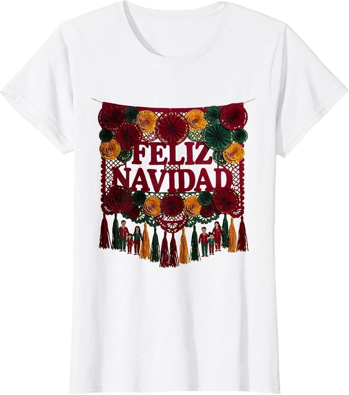 Feliz Navidad Spanish Christmas Family Matching Pajamas T-Shirt - White