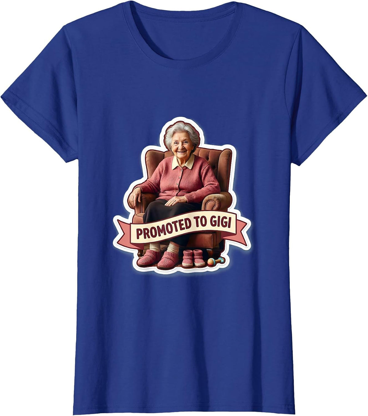 Women's Promoted to Gigi Grandma Announcement Design T-Shirt - Royal Blue