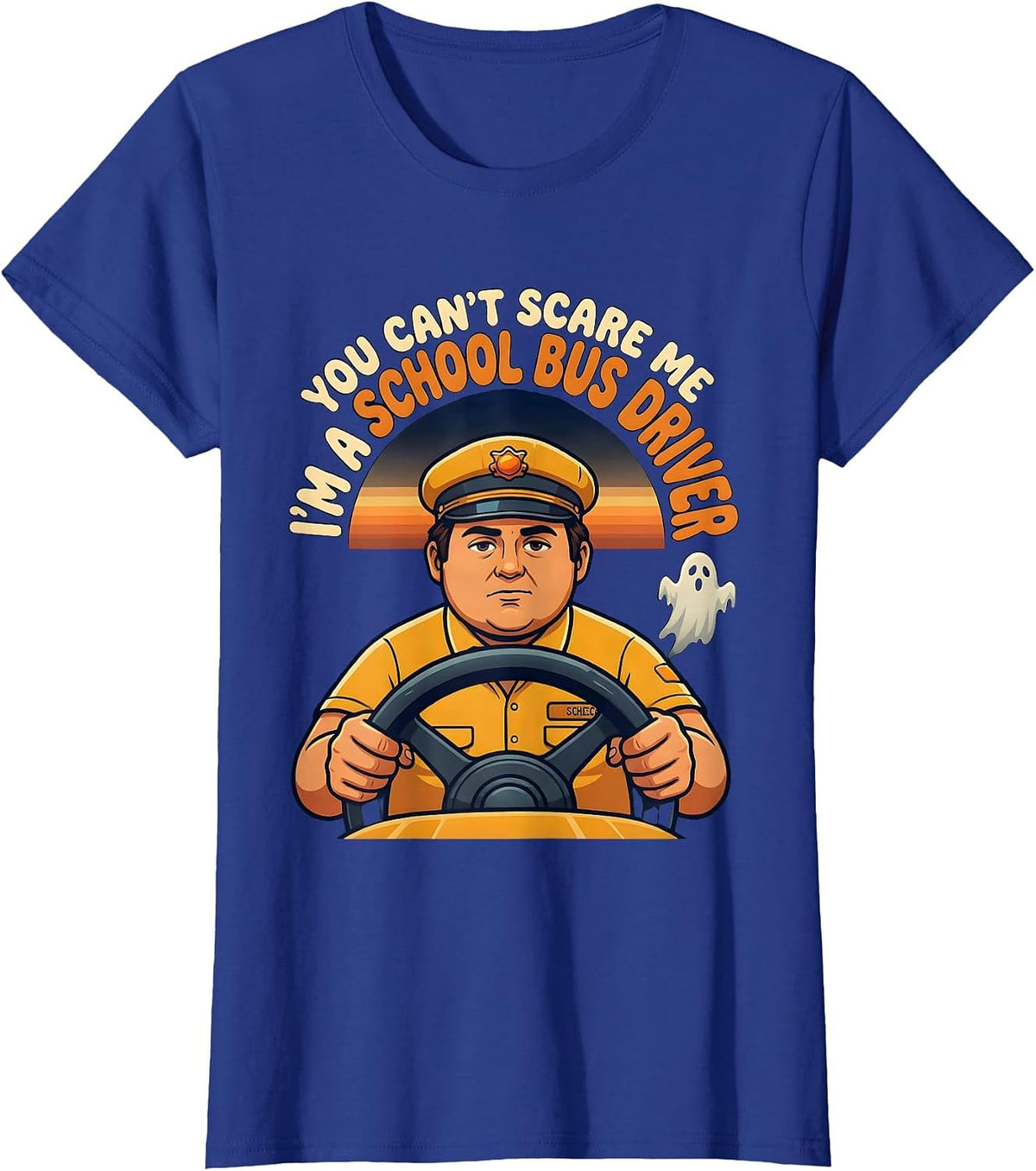 Women's You Can't Scare Me I'm A School Bus Driver Retro T-Shirt - Royal Blue