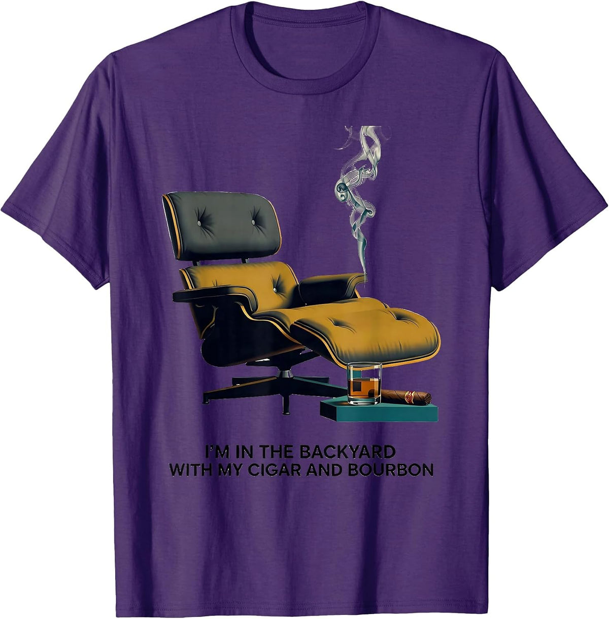 Men's I'm In The Backyard With My Cigar And Bourbon Funny T-Shirt - Purple