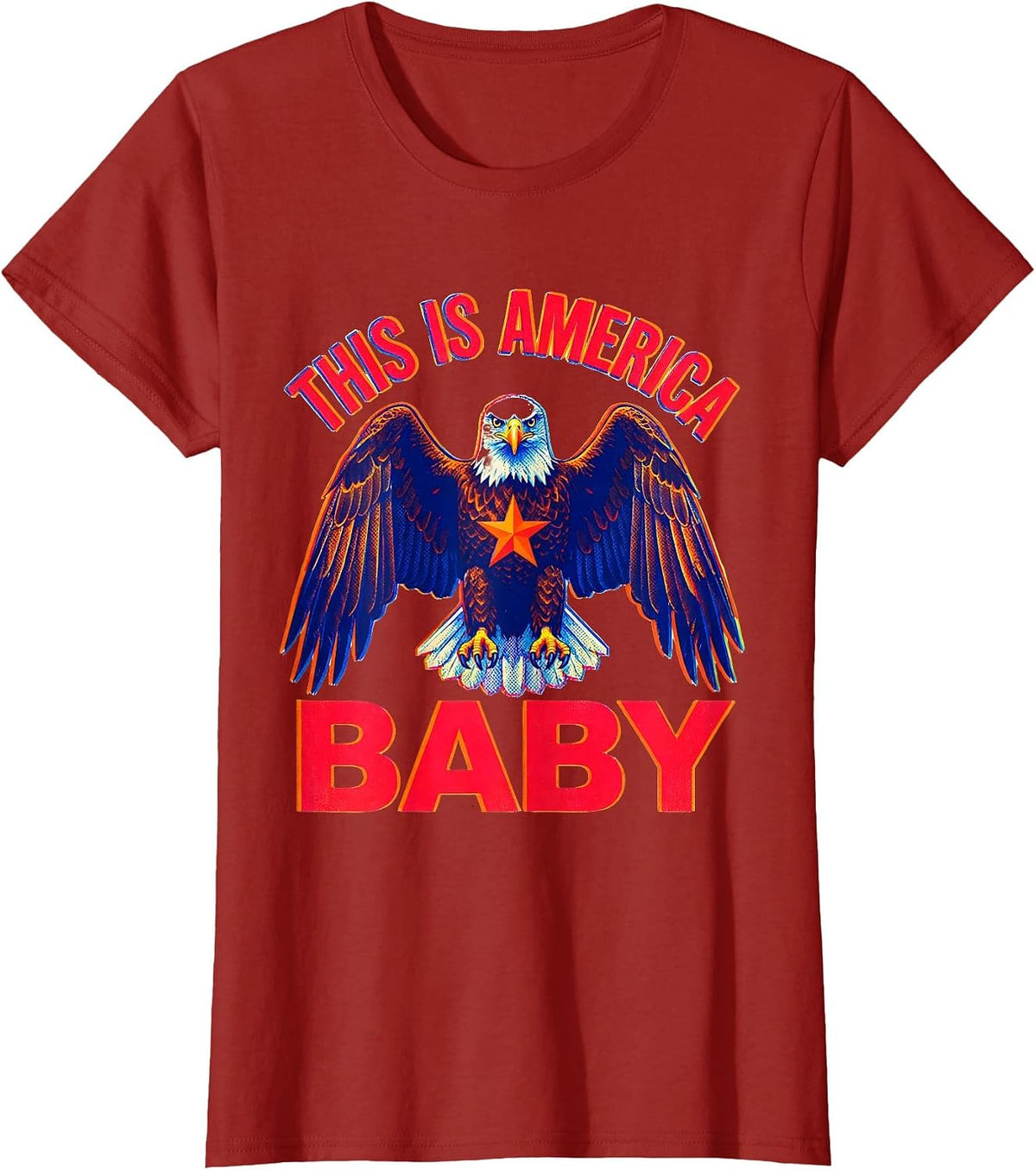This Is America Baby Patriotic Graphic Design T-Shirt, Women, Cranberry Red, Medium - As Pictured