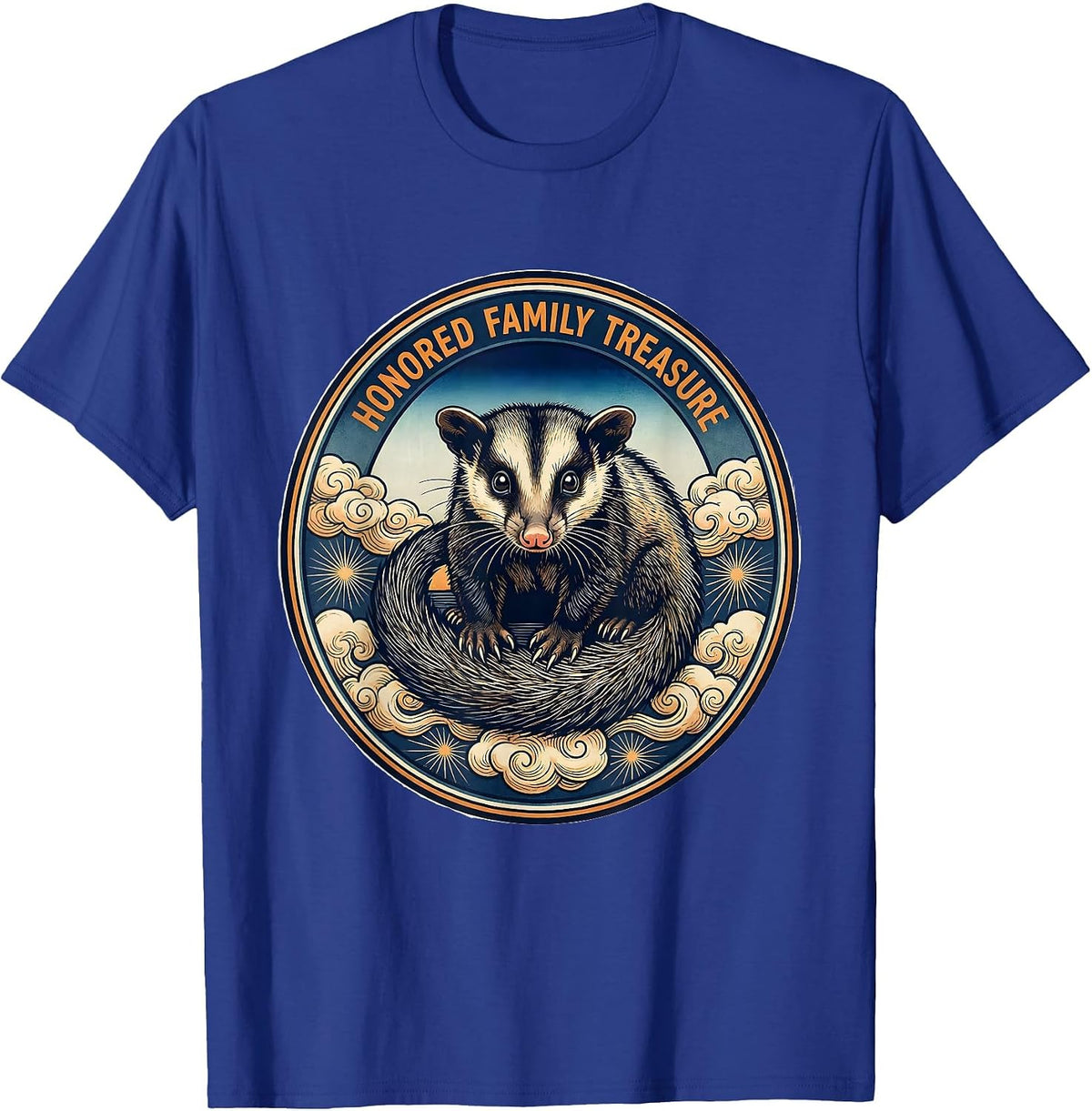 Honored Family Treasure Ukiyo-e Opossum Van Gogh Starry T-Shirt - Royal Blue