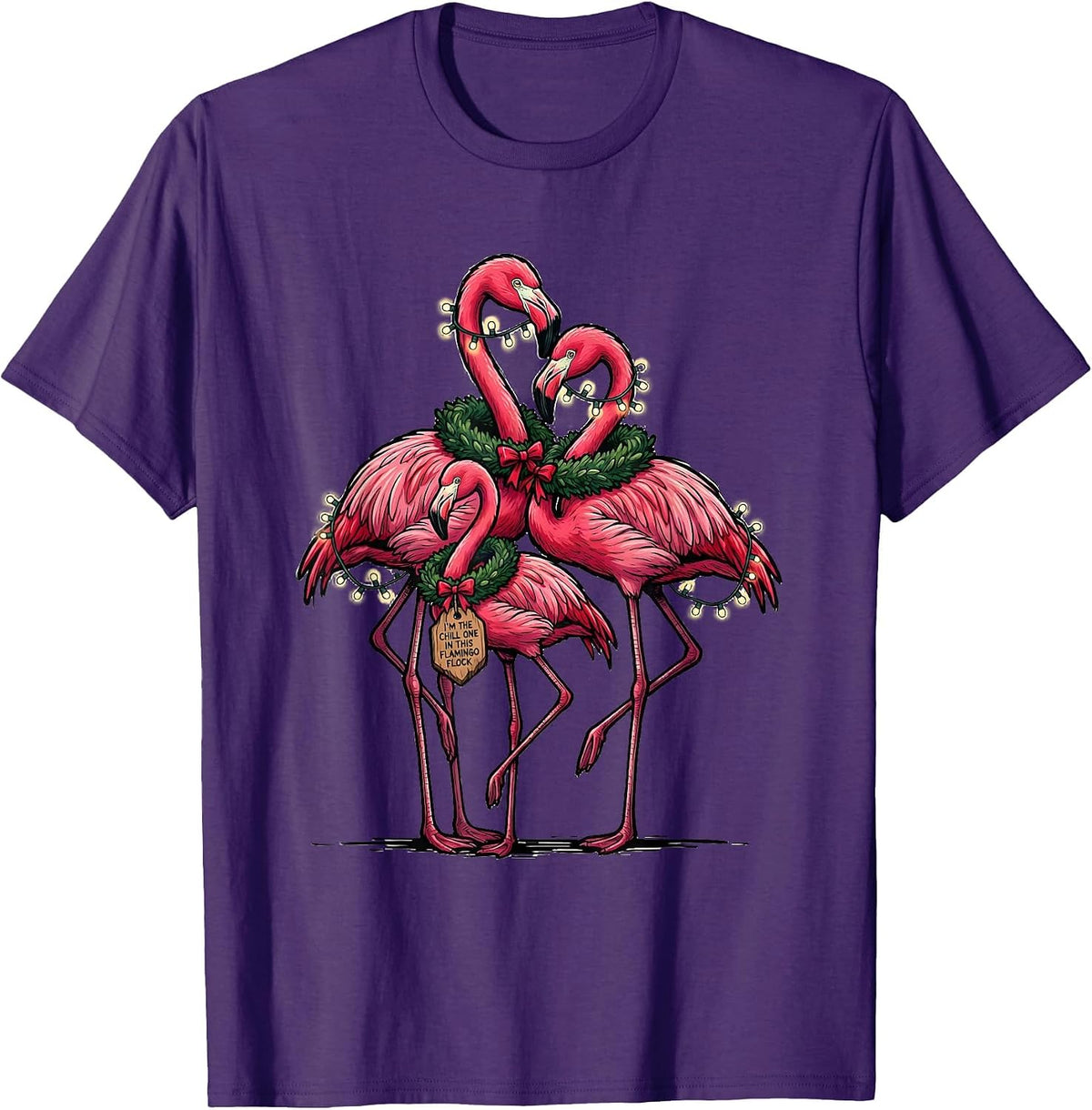 Men's I'm The Chill One In This Flamingo Flock Funny T-Shirt - Purple