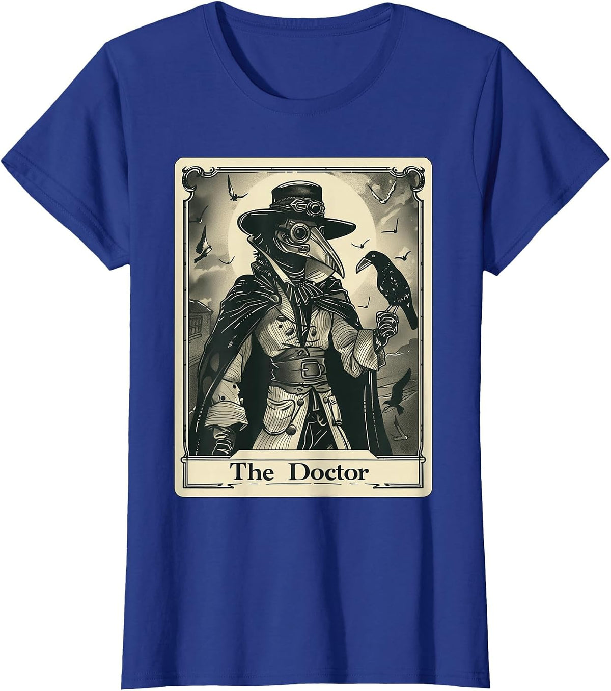 Plague Doctor Tarot Card Gothic T-Shirt - Royal Blue
