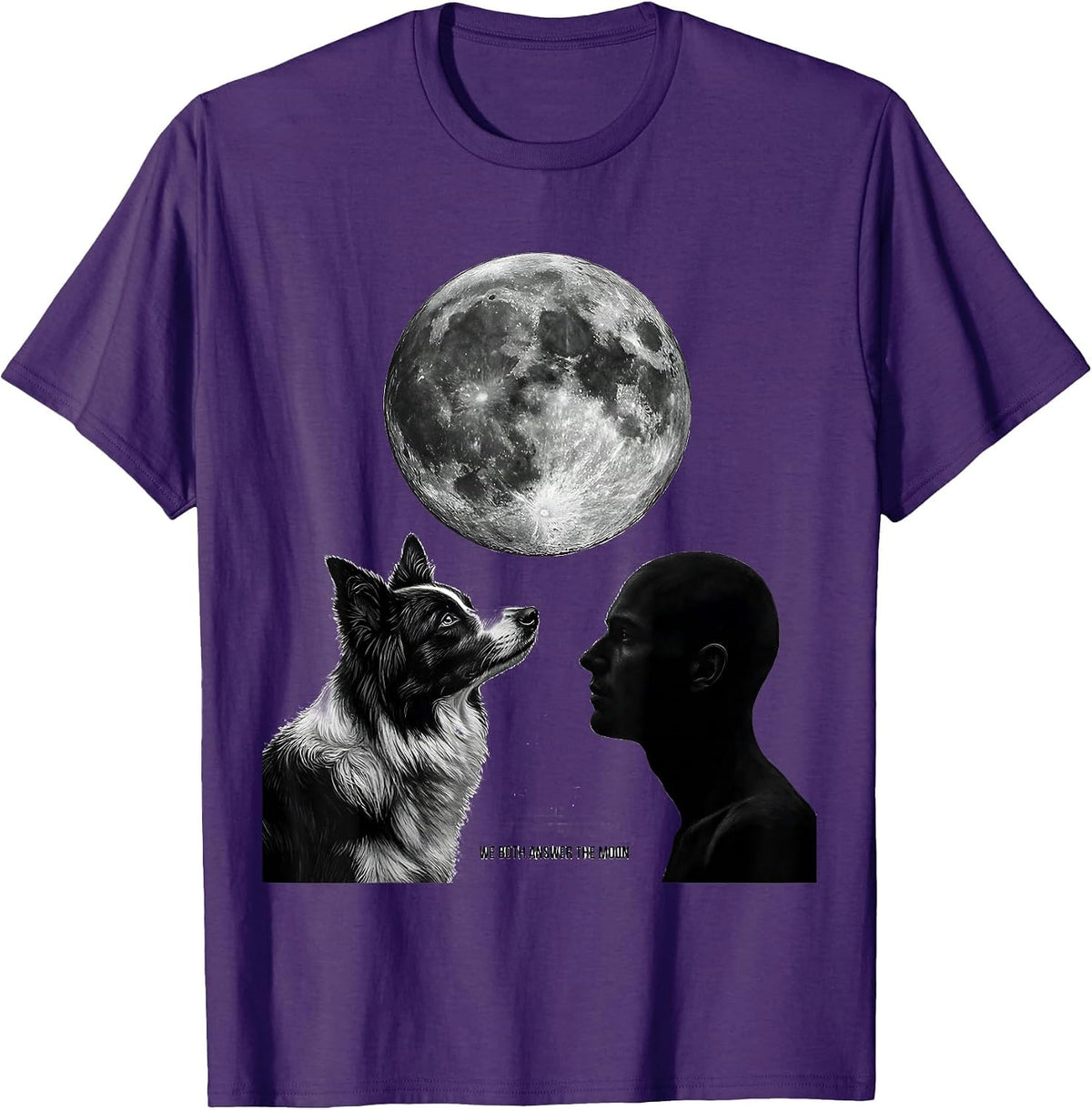 We Both Answer the Moon Vintage Dog Lover Breed Portrait T-Shirt - Purple