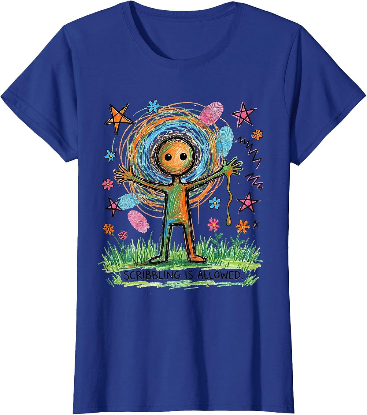 Women's Scribbling Is Allowed Funny Art Teacher Back To School T-Shirt - Royal Blue