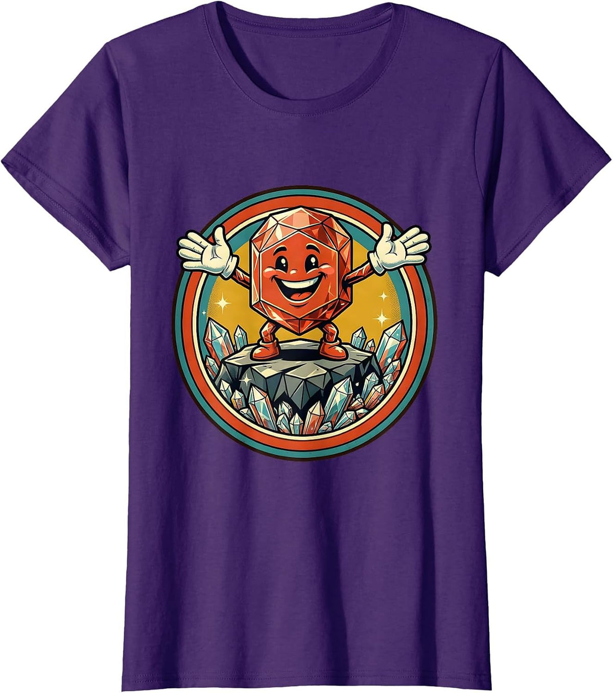 Women's Sugar Crystal Rock Candy Science Art Design T-Shirt - Purple
