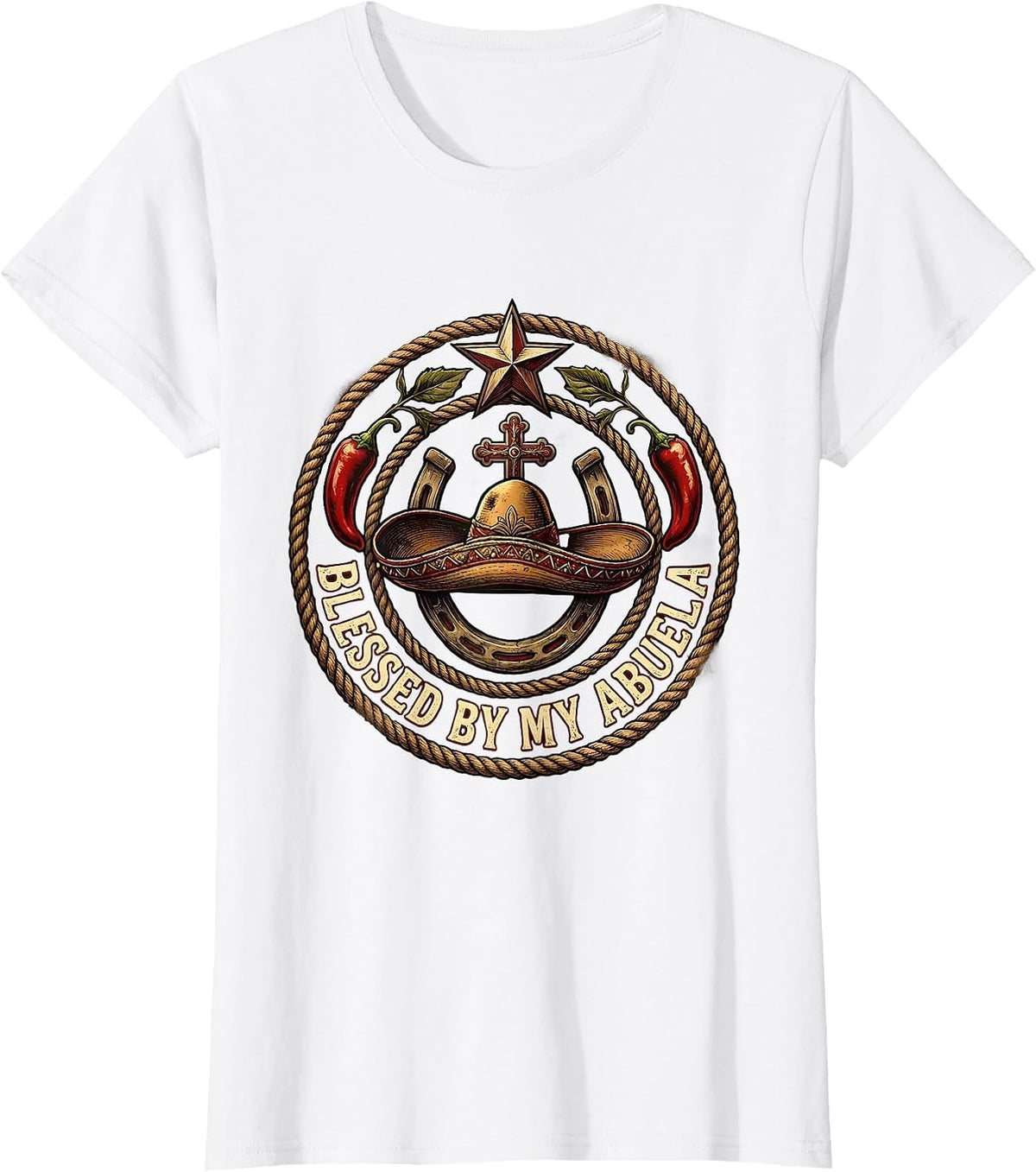 Blessed By My Abuela Mexican Heritage Design T-Shirt - White