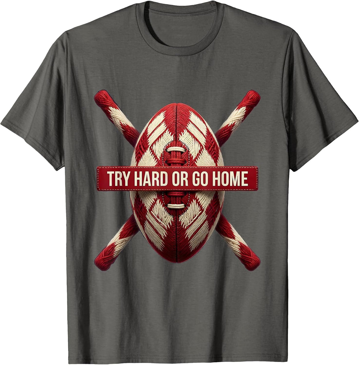 Men's Try Hard Or Go Home Rugby Graphic Design T-Shirt - Asphalt Grey