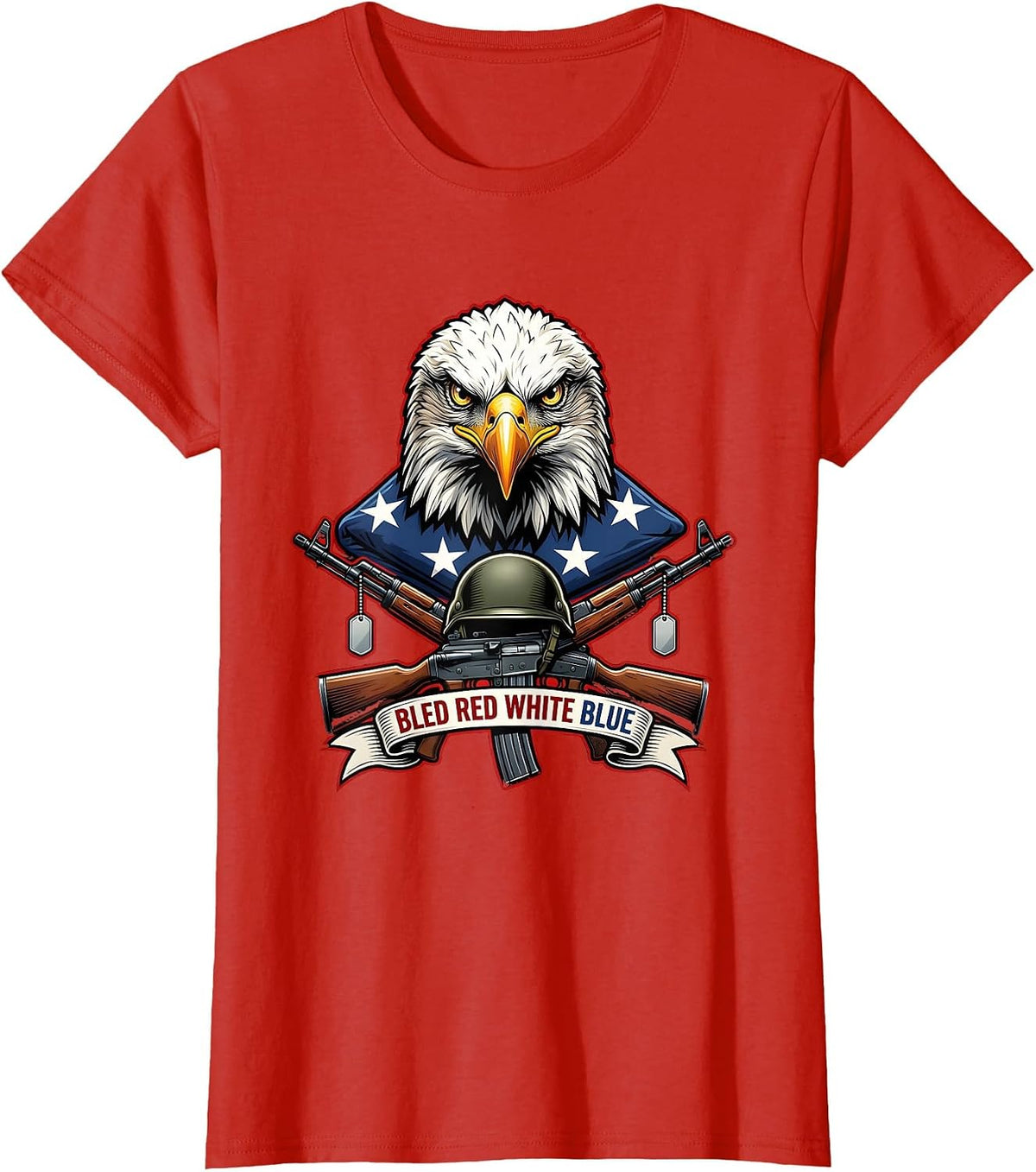 Bled Red White Blue Mens Memorial Day Design T-Shirt - Red