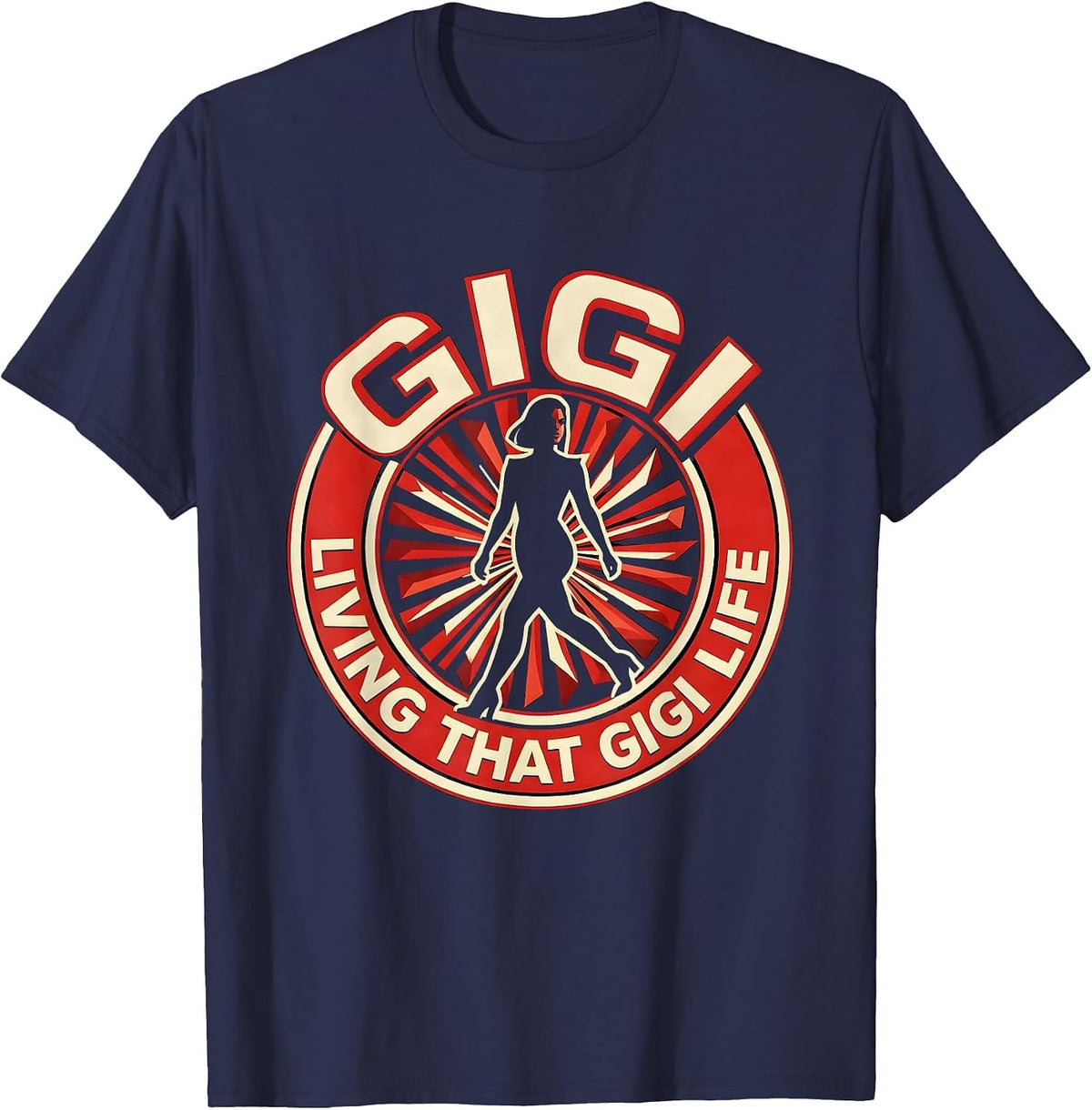 Living That Gigi Life Grandma Graphic Design T-Shirt - Navy Blue