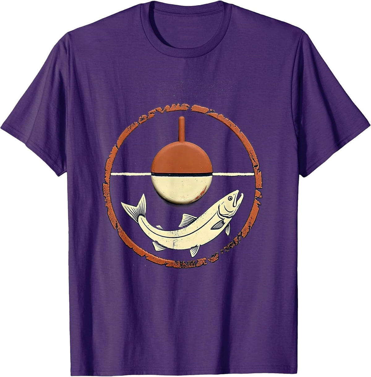 Trout Fishing Bobber Mountain Lake Illustration T-Shirt - Purple