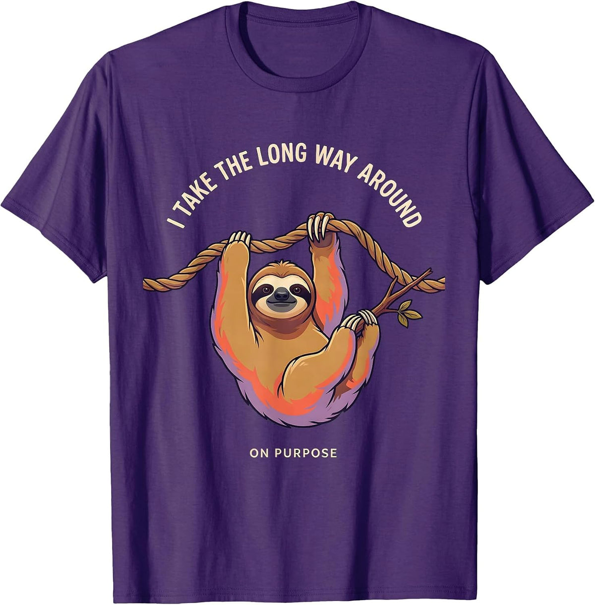 Men's I Take The Long Way Around On Purpose Funny Sloth Lover Gift T-Shirt - Purple