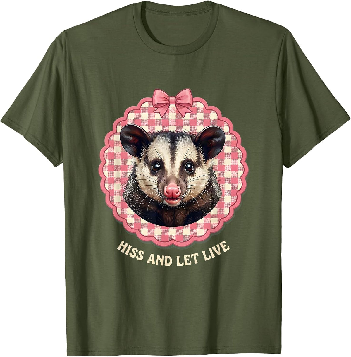 Men's Hiss and Let Live Opossum Design T-Shirt - Olive Green