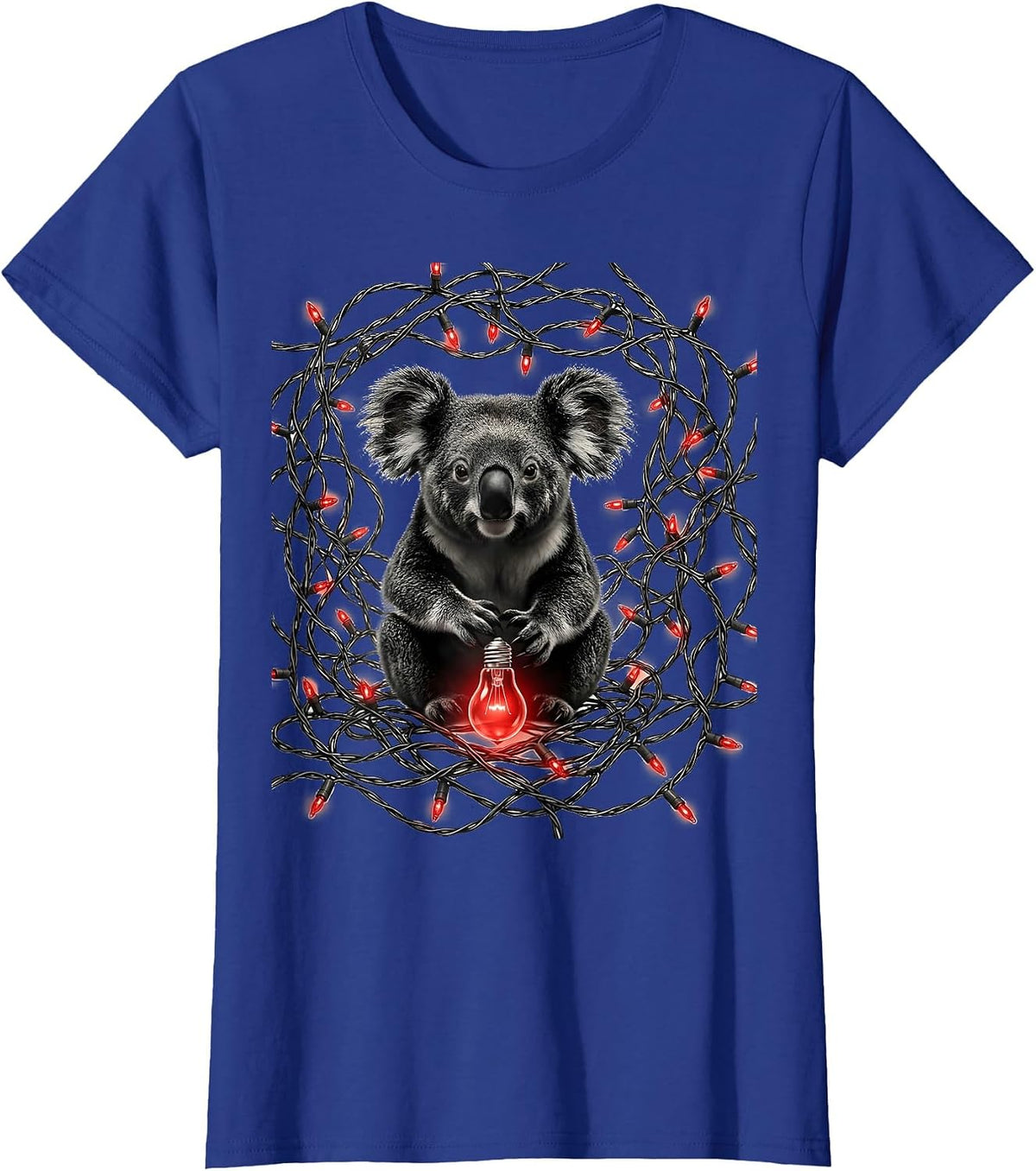 Women's Koala Holiday Lights Cute Australian Animal Gift T-Shirt - Royal Blue