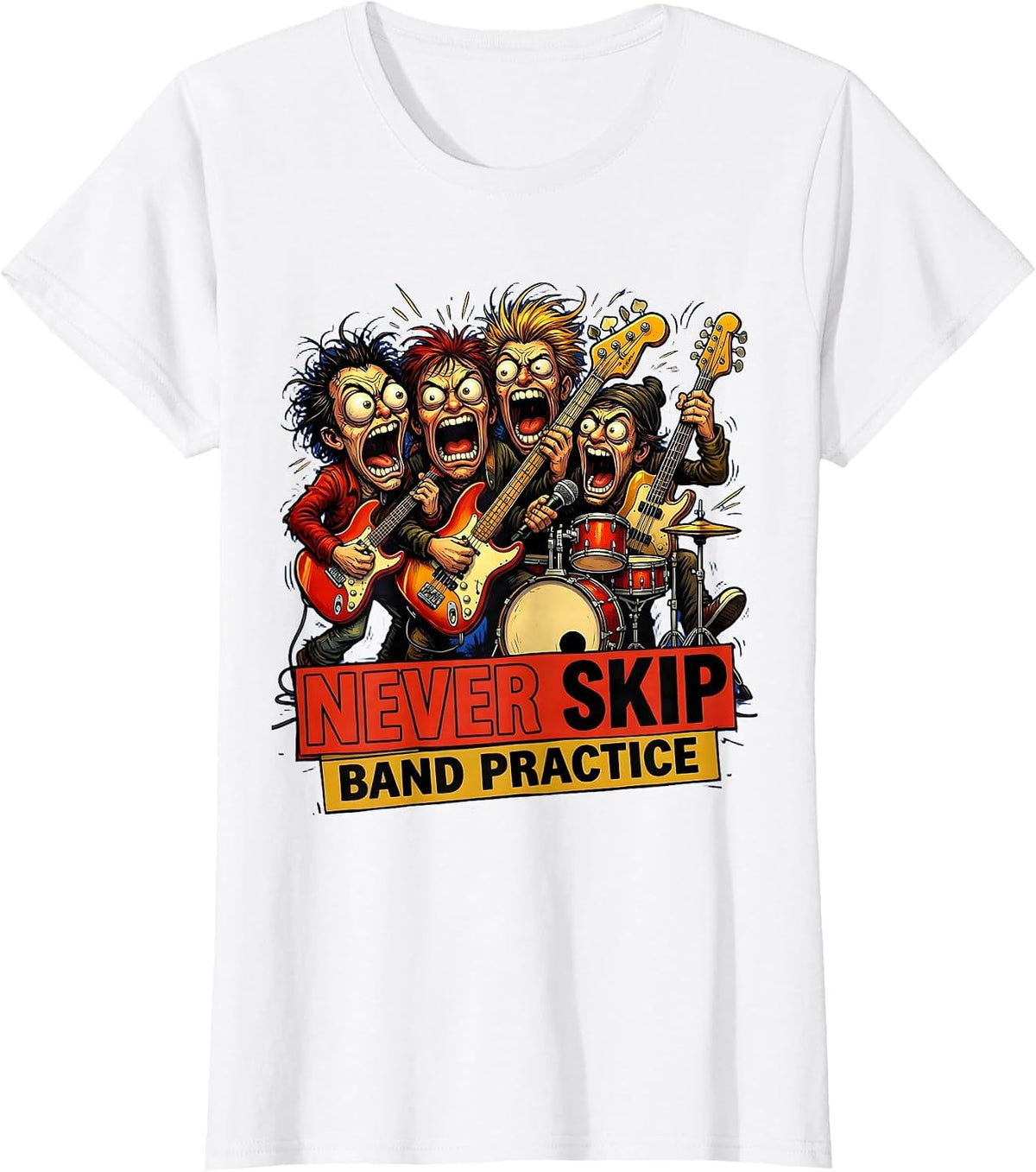 Never Skip Band Practice Musician Design T-Shirt - White