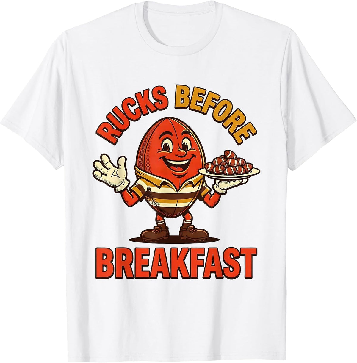 Men's Rucks Before Breakfast Rugby Design T-Shirt - White