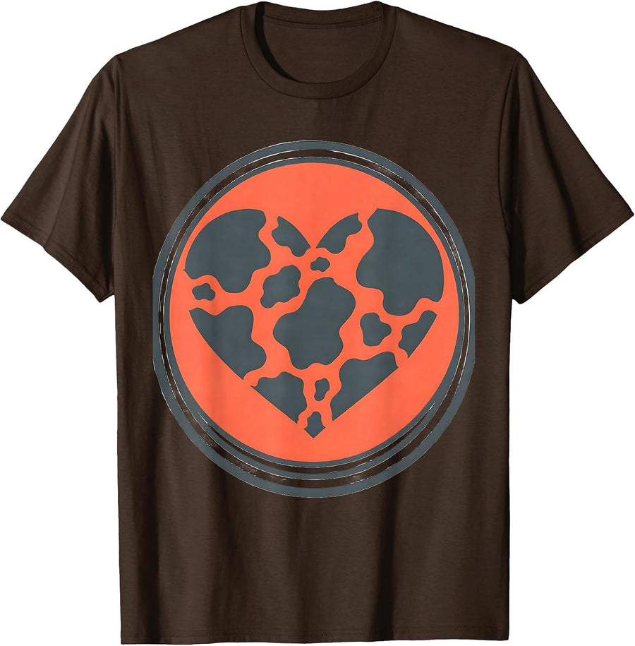 Men's Cow Print Heart Pattern Cute Cow Lover Graphic T-Shirt - Brown