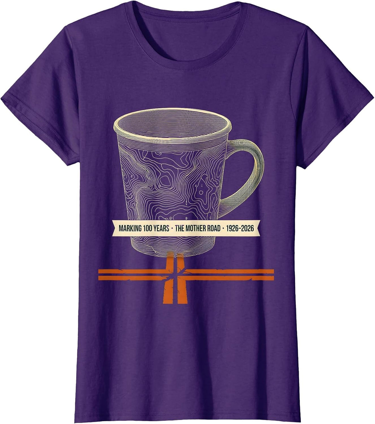 Women's Marking 100 Years The Mother Road Vintage T-Shirt - Purple