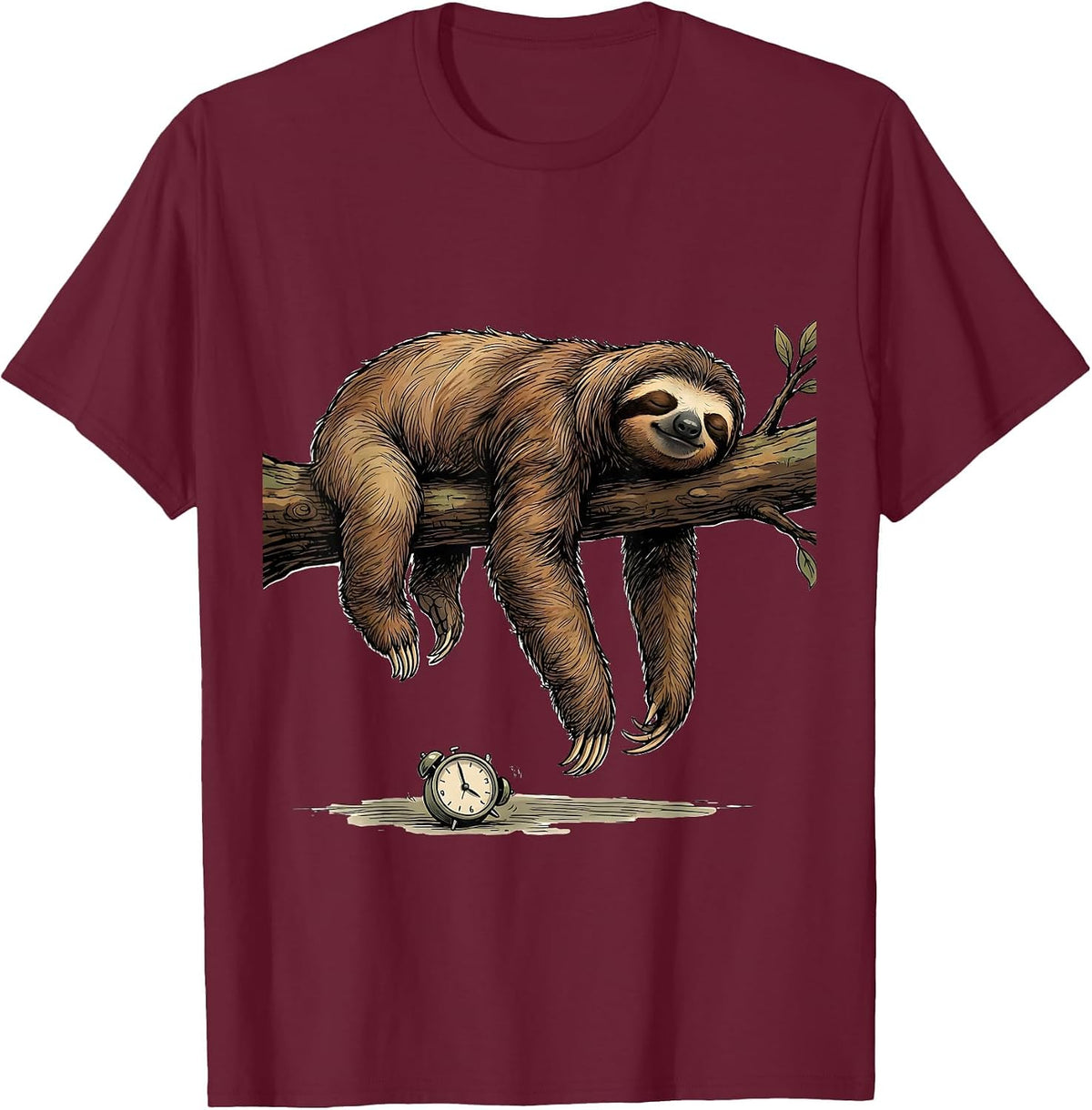 Sleepy Sloth Lazy Humor Animal Lover Gift T-Shirt - Burgundy