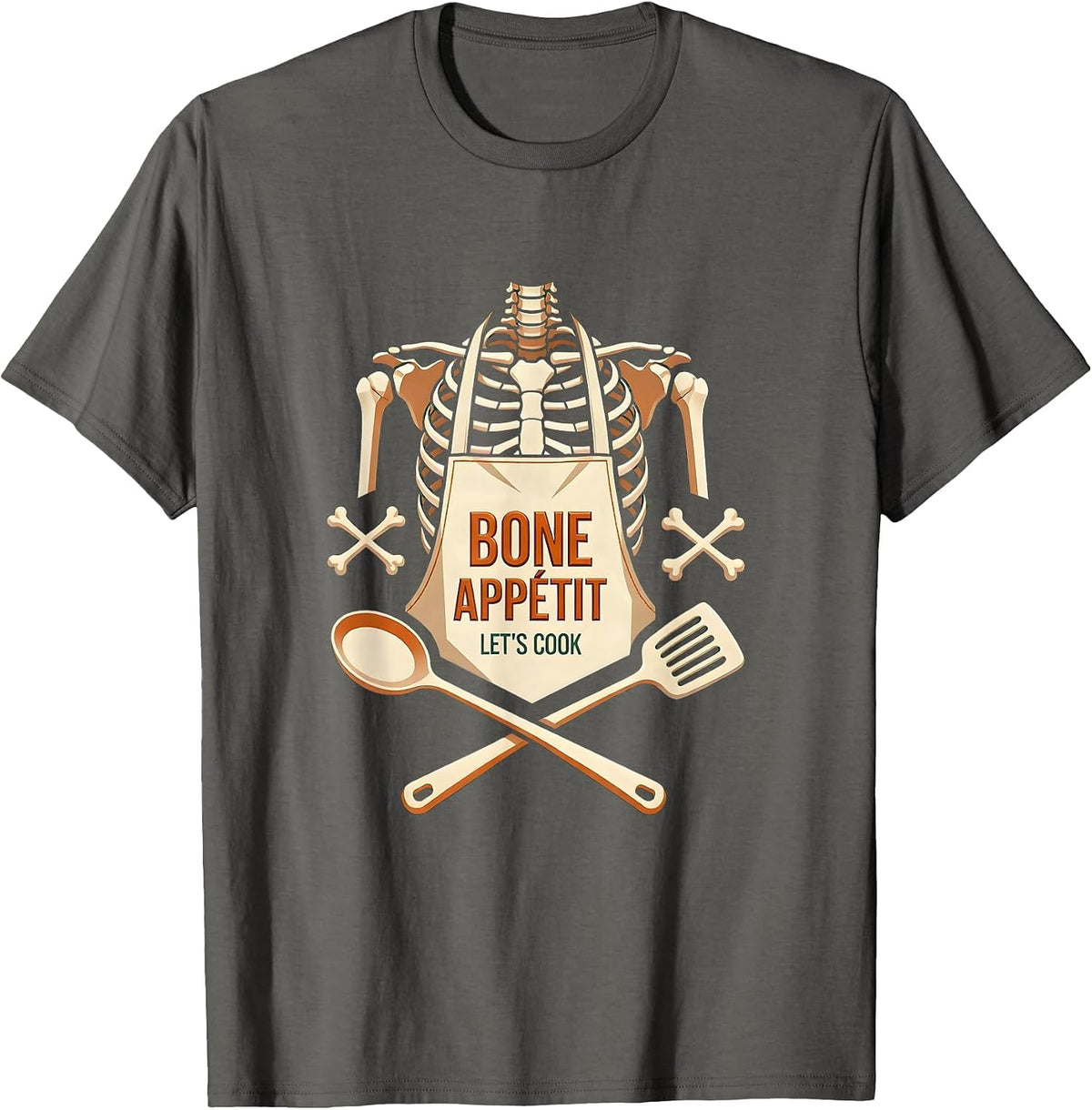 Men's Bone Appetit Halloween Skeleton Chef Design T-Shirt - Asphalt Grey