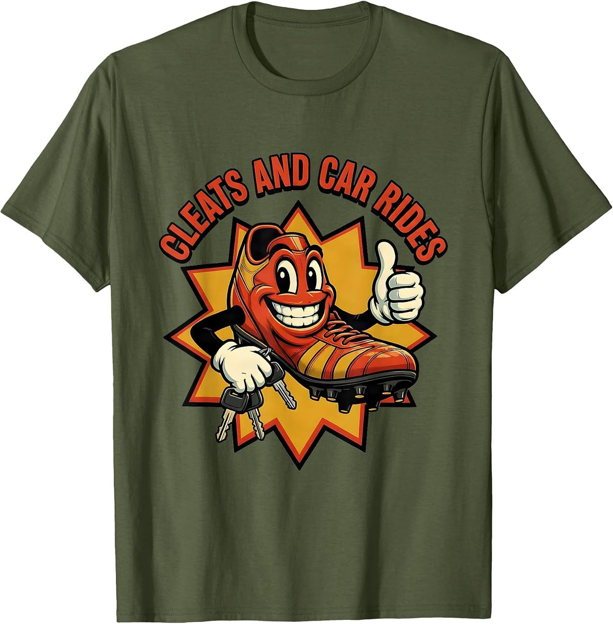 Cleats and Car Rides Soccer Dad Design T-Shirt - Olive Green