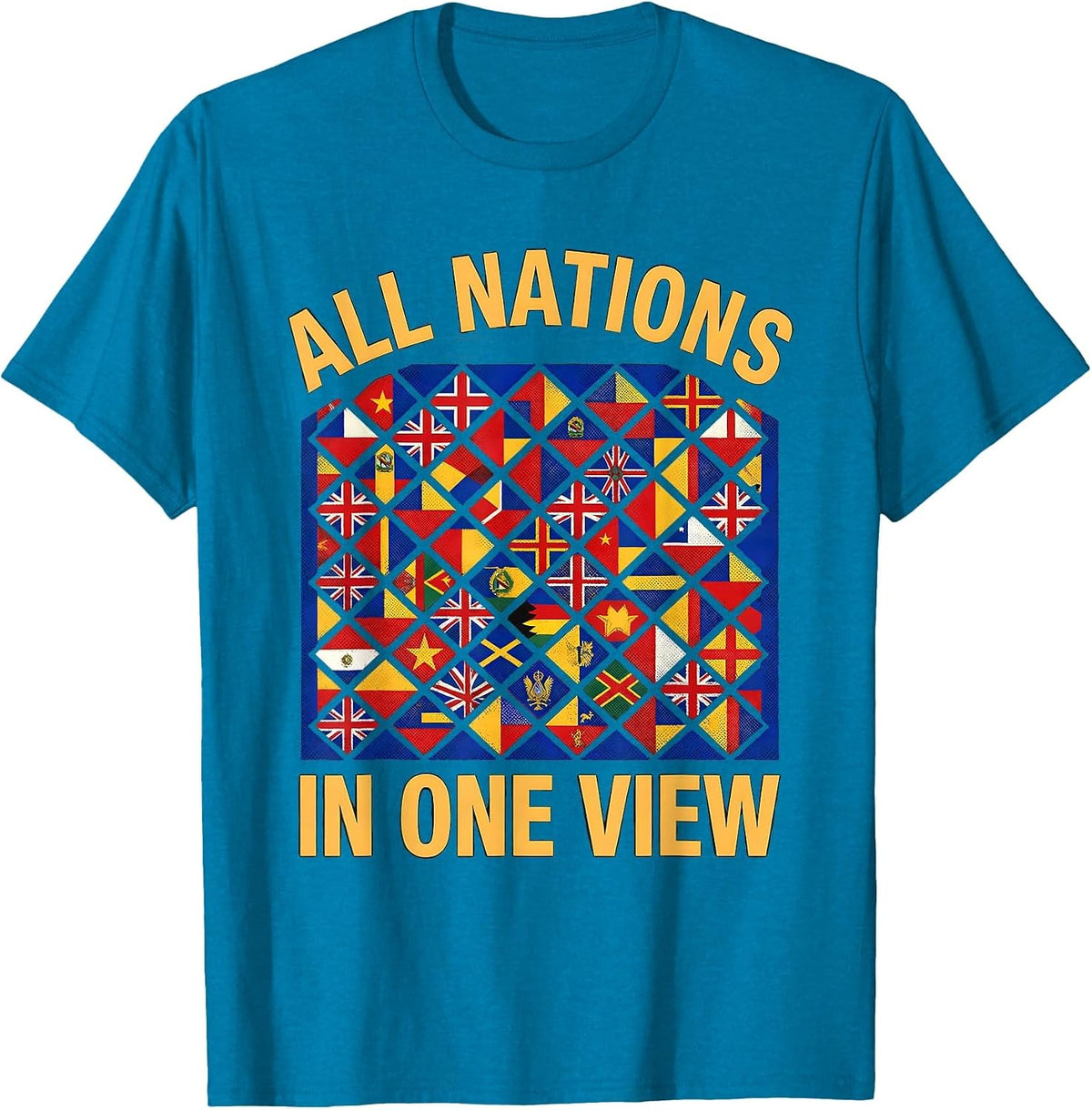 All Nations In One View International Travel Geography Lover T-Shirt - Sapphire Blue