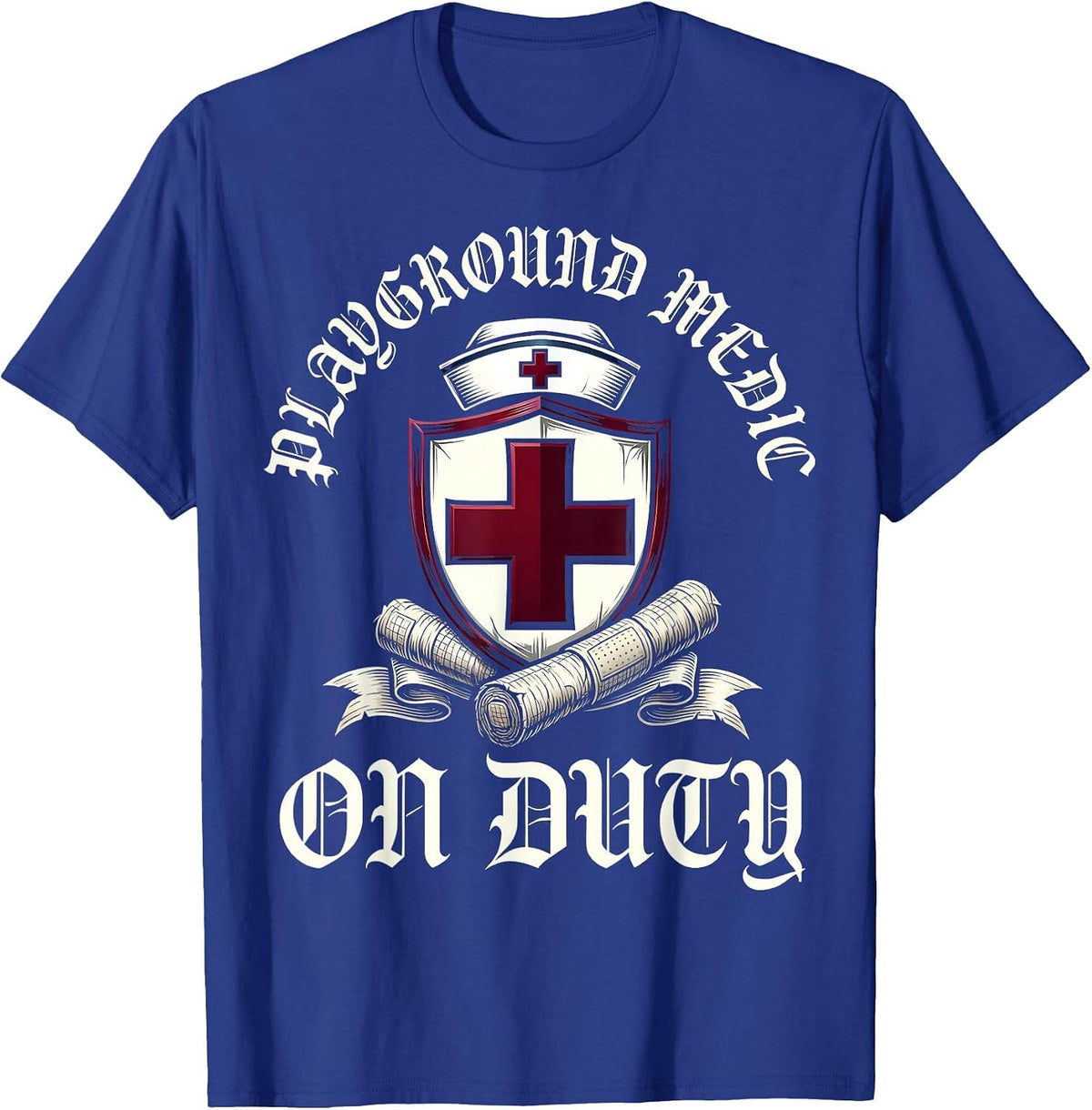Playground Medic On Duty School Nurse Design T-Shirt - Royal Blue