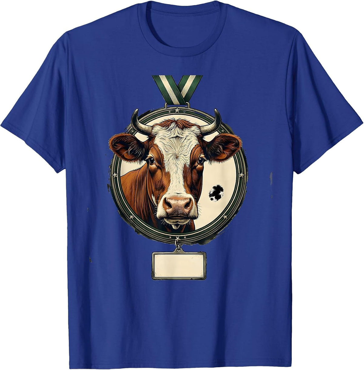 Men's Cow Medallion Vintage Funny Cow Lover Novelty T-Shirt - Royal Blue