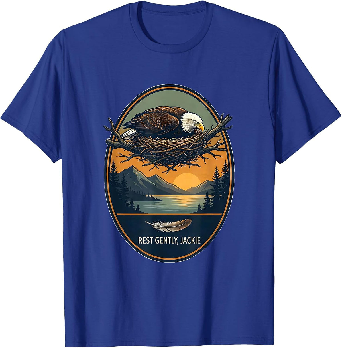 Men's Rest Gently Jackie Eagle Memorial Tribute Big Bear Lake T-Shirt - Royal Blue