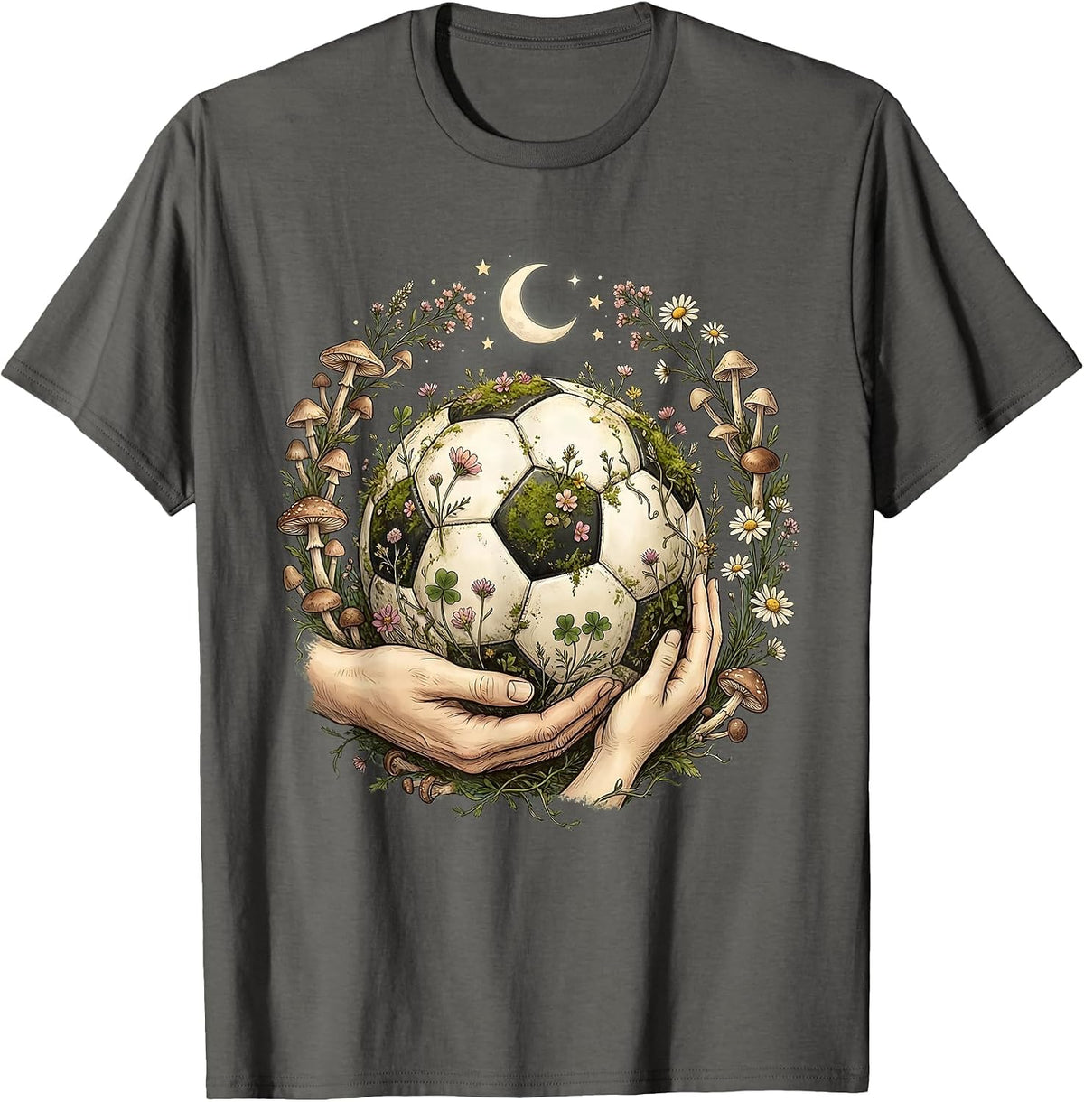 Men's Girl Dad Soccer Coach Sideline Illustration T-Shirt - Asphalt Grey