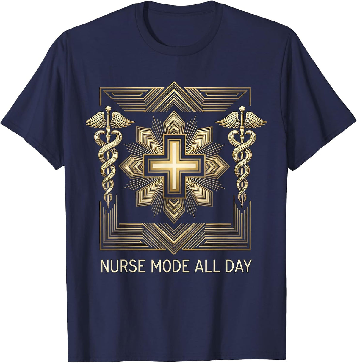 Nurse Mode All Day School Nurse Design T-Shirt - Navy Blue