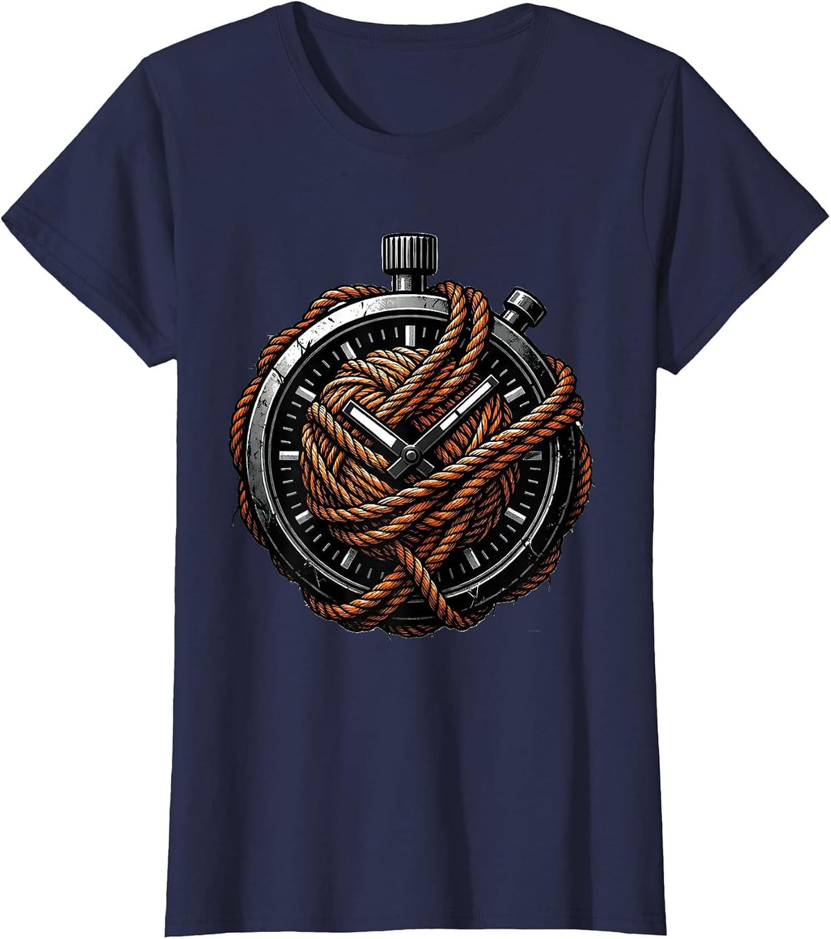 Women's Chaos Coordinator Stopwatch Tangled in Yarn T-Shirt - Navy Blue