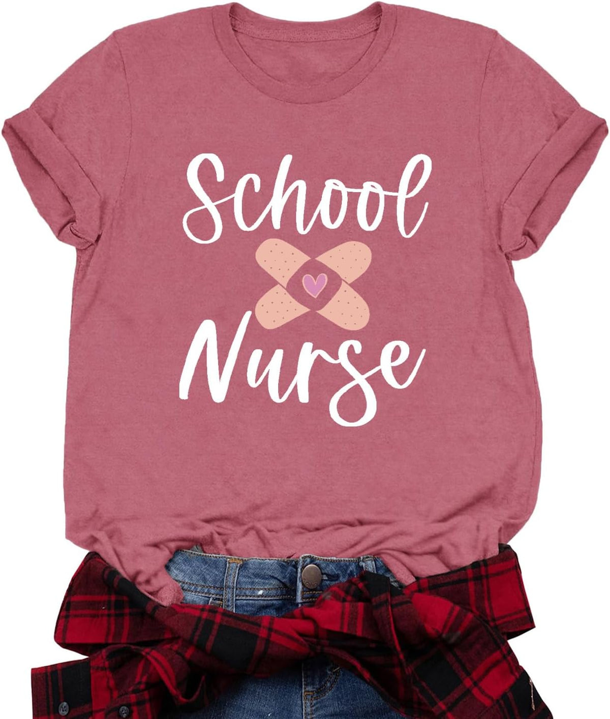 Nurse Shirt for Women School Nurse T-Shirts Nurses Life Tee Tops - Pink