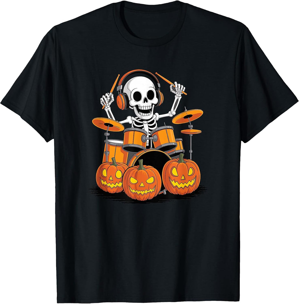Halloween Skeleton Drumset Drum Drummer Drumming Drummers T-Shirt - Black