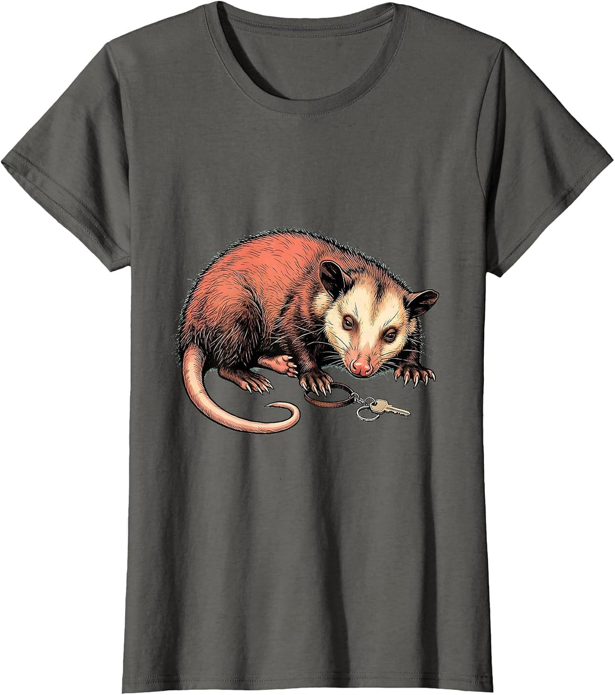 Women's Oversized Limp Opossum Funny Animal Meme Humor T-Shirt - Asphalt Grey