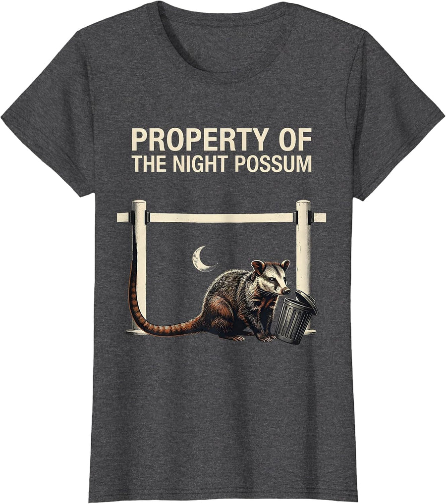 Women's Property Of The Night Possum Funny Opossum Animal Meme Humor T-Shirt - Dark Heather Grey