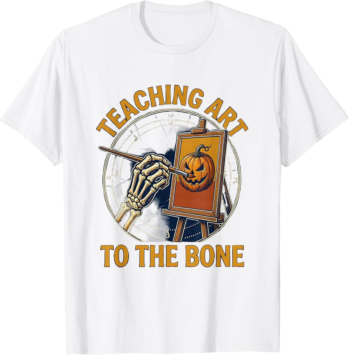 Men's Teaching Art to the Bone Halloween Teacher Design T-Shirt - White