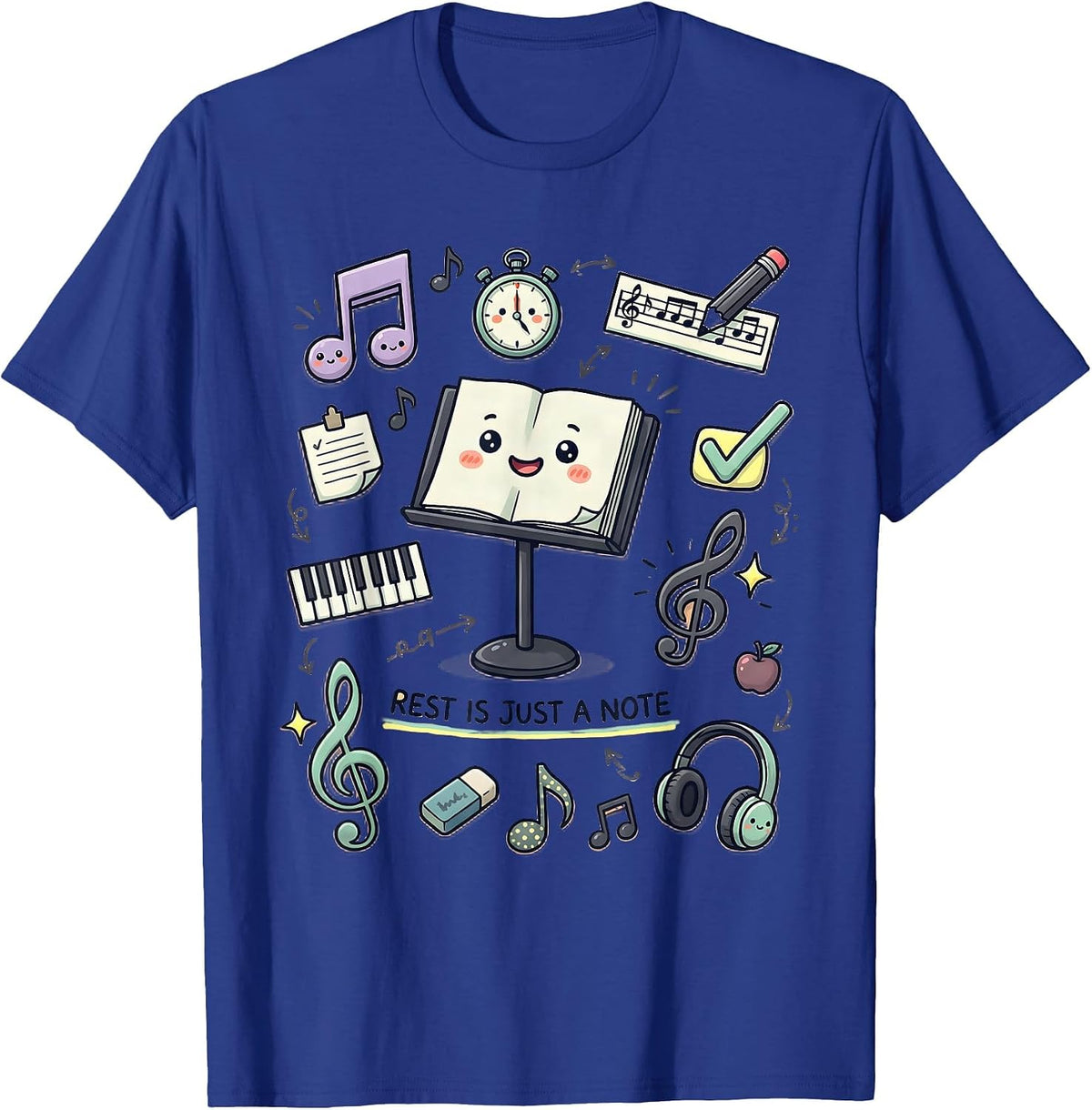 Rest Is Just a Note Music Teacher Design T-Shirt - Royal Blue