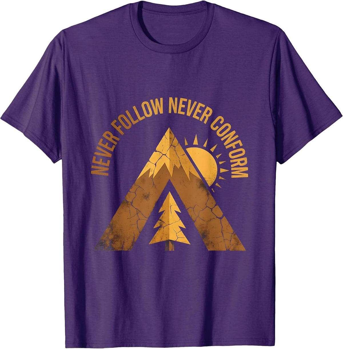 Never Follow Never Conform Punk Rebel Design T-Shirt - Purple