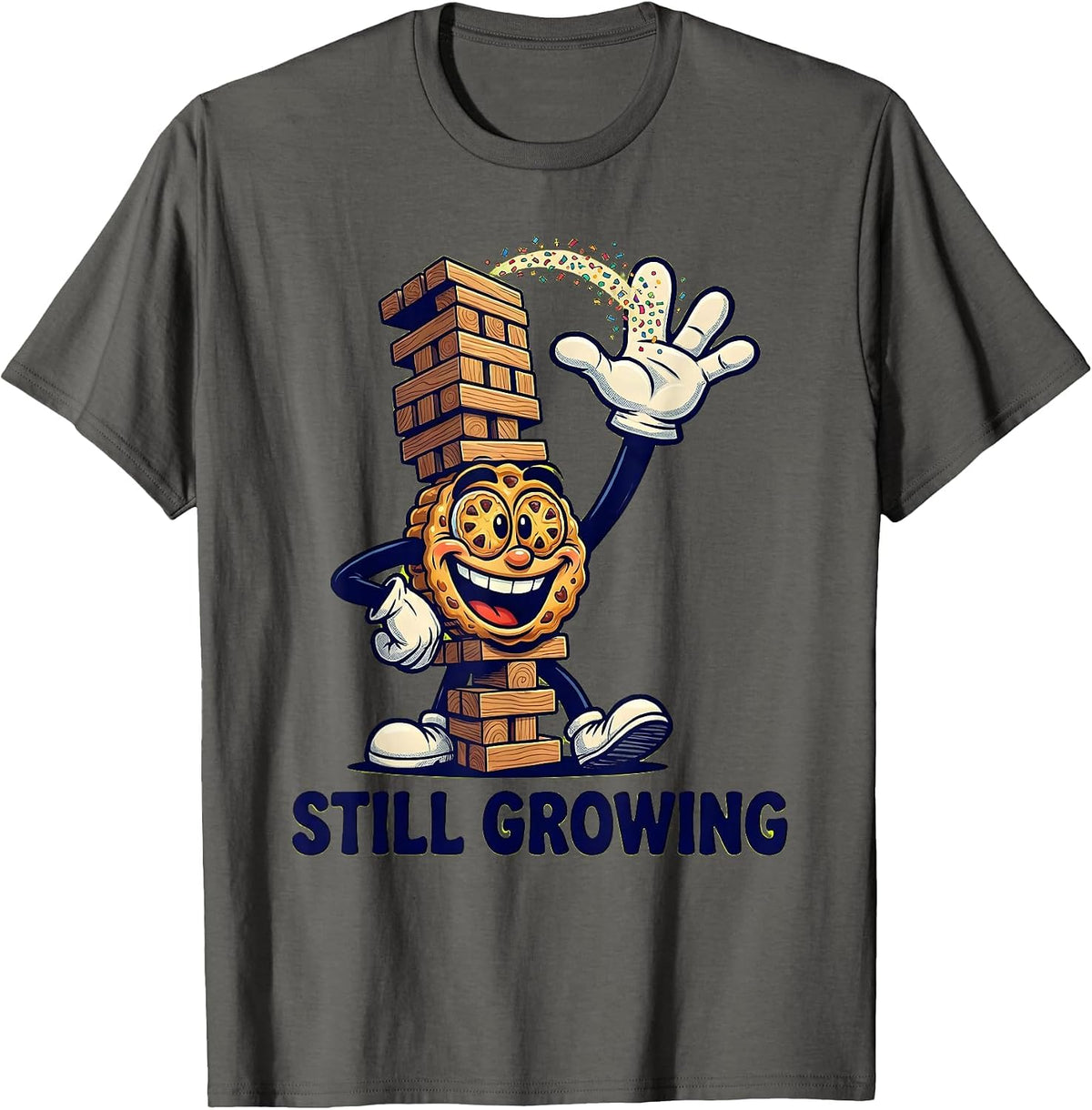Men's Still Growing Cartoon Growth Mindset Teacher Motivational T-Shirt - Asphalt Grey