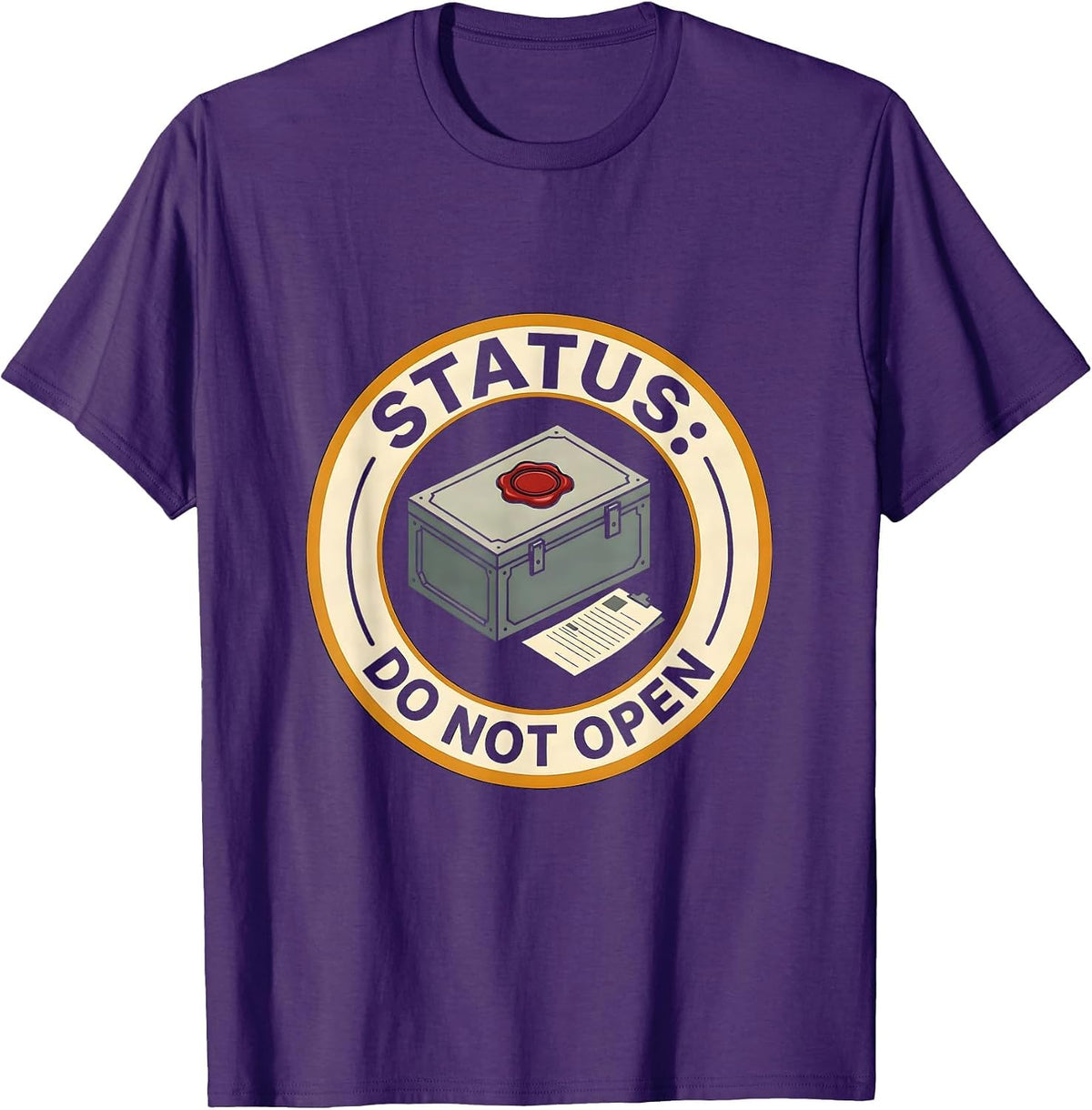 Status: Do Not Open Funny Quantum Physics Cat Lover Gift T-Shirt - Purple