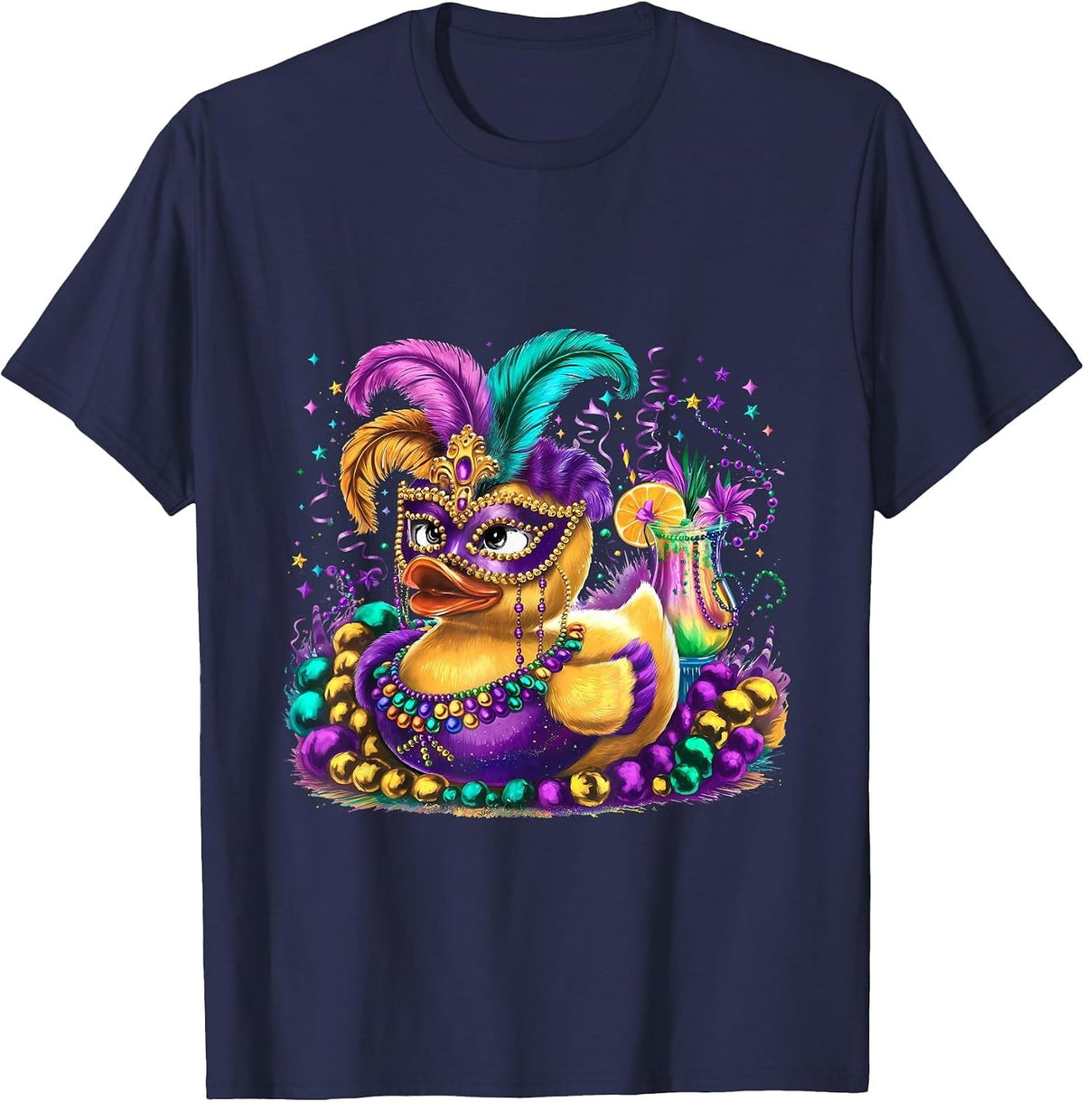Mardi Gras Rubber Duck Costume Carnival Funny Mardi Gras T-Shirt - Navy Blue