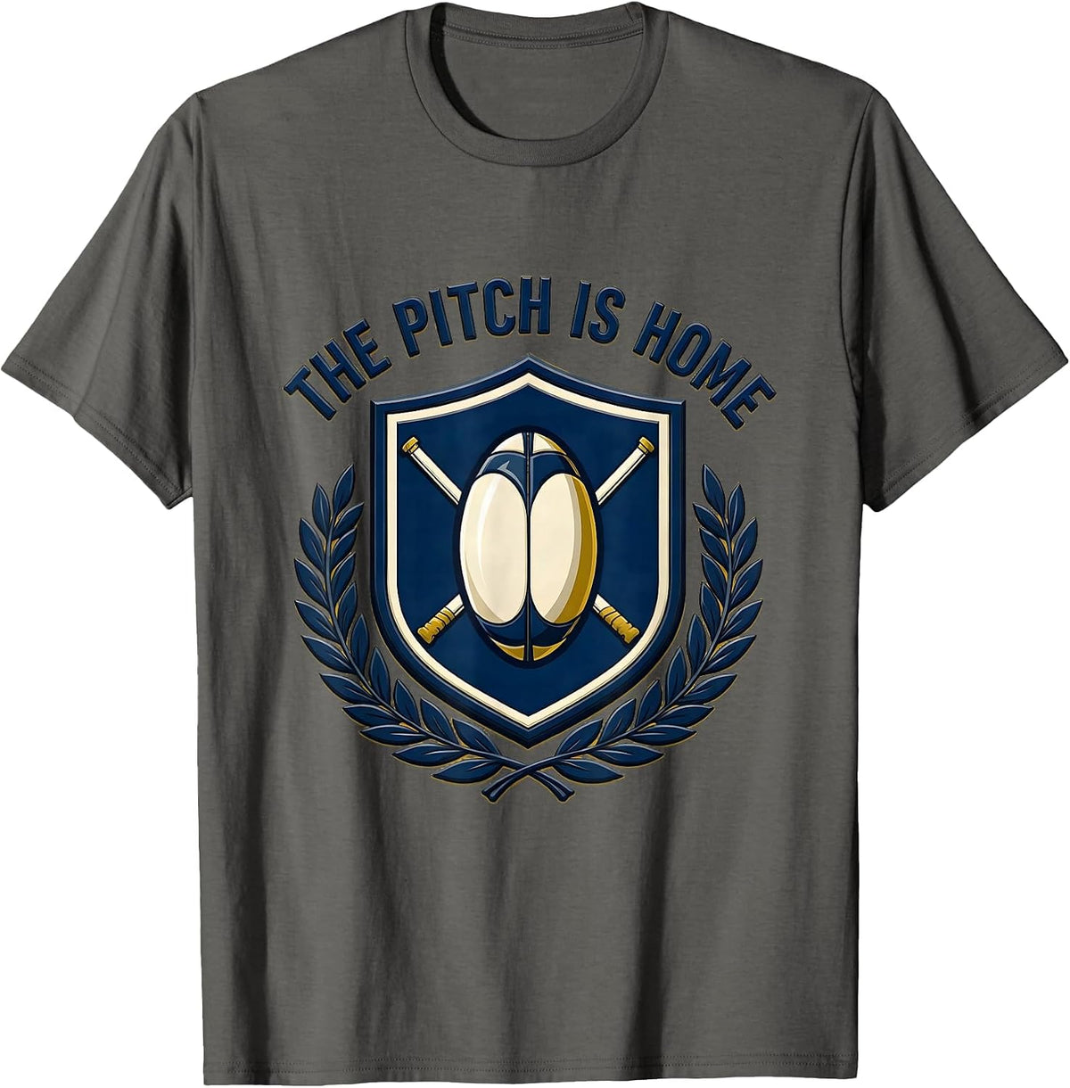 The Pitch Is Home Rugby Design T-Shirt - Asphalt Grey