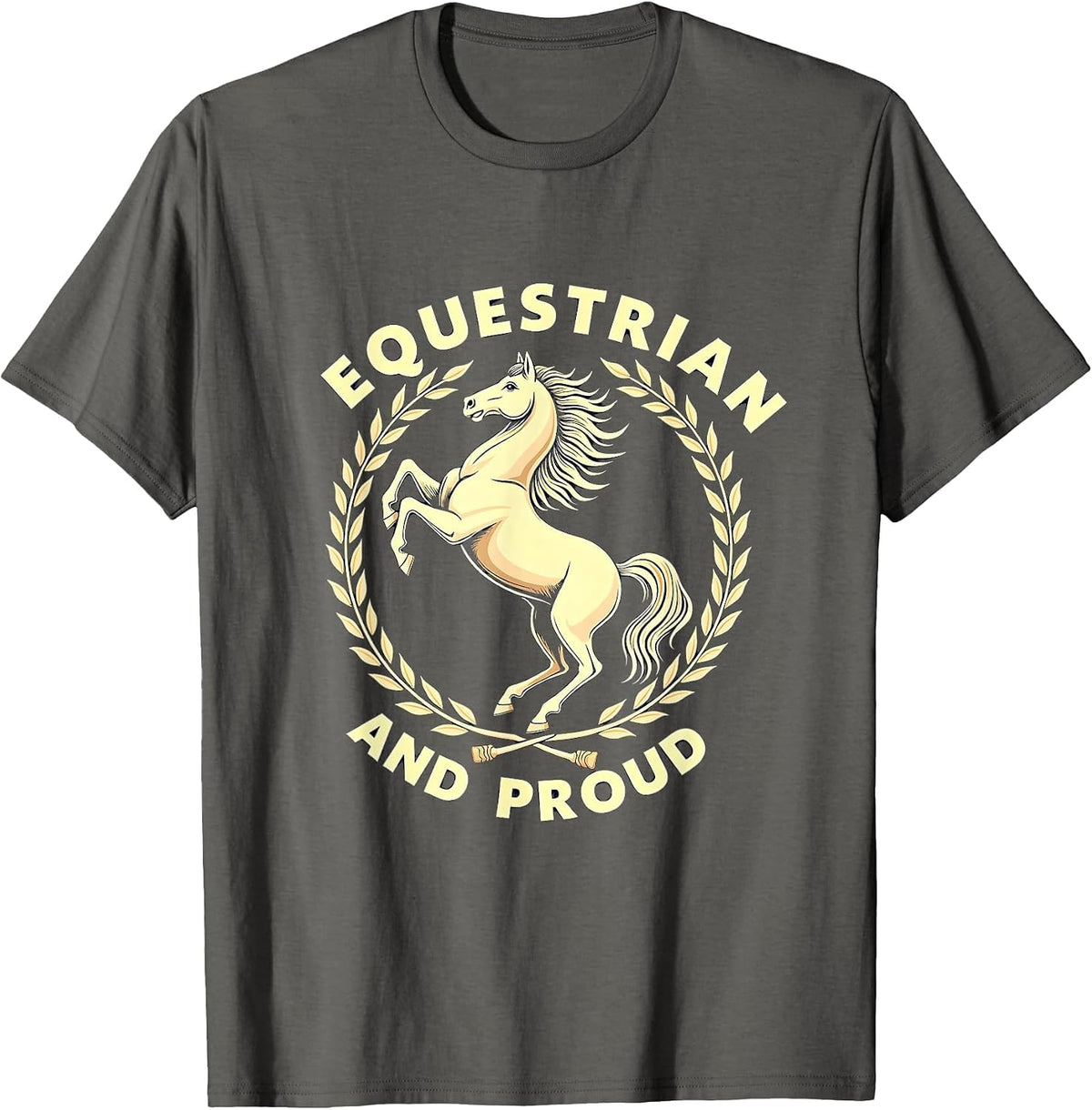 Equestrian And Proud Horse Riding Design T-Shirt - Asphalt Grey