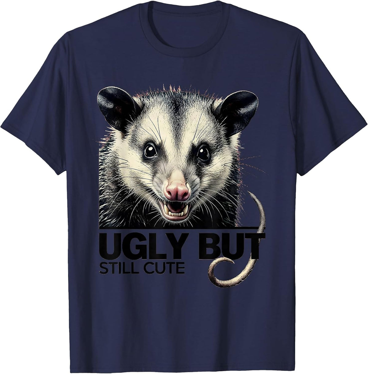 Ugly But Still Cute Funny Opossum Design T-Shirt - Navy Blue
