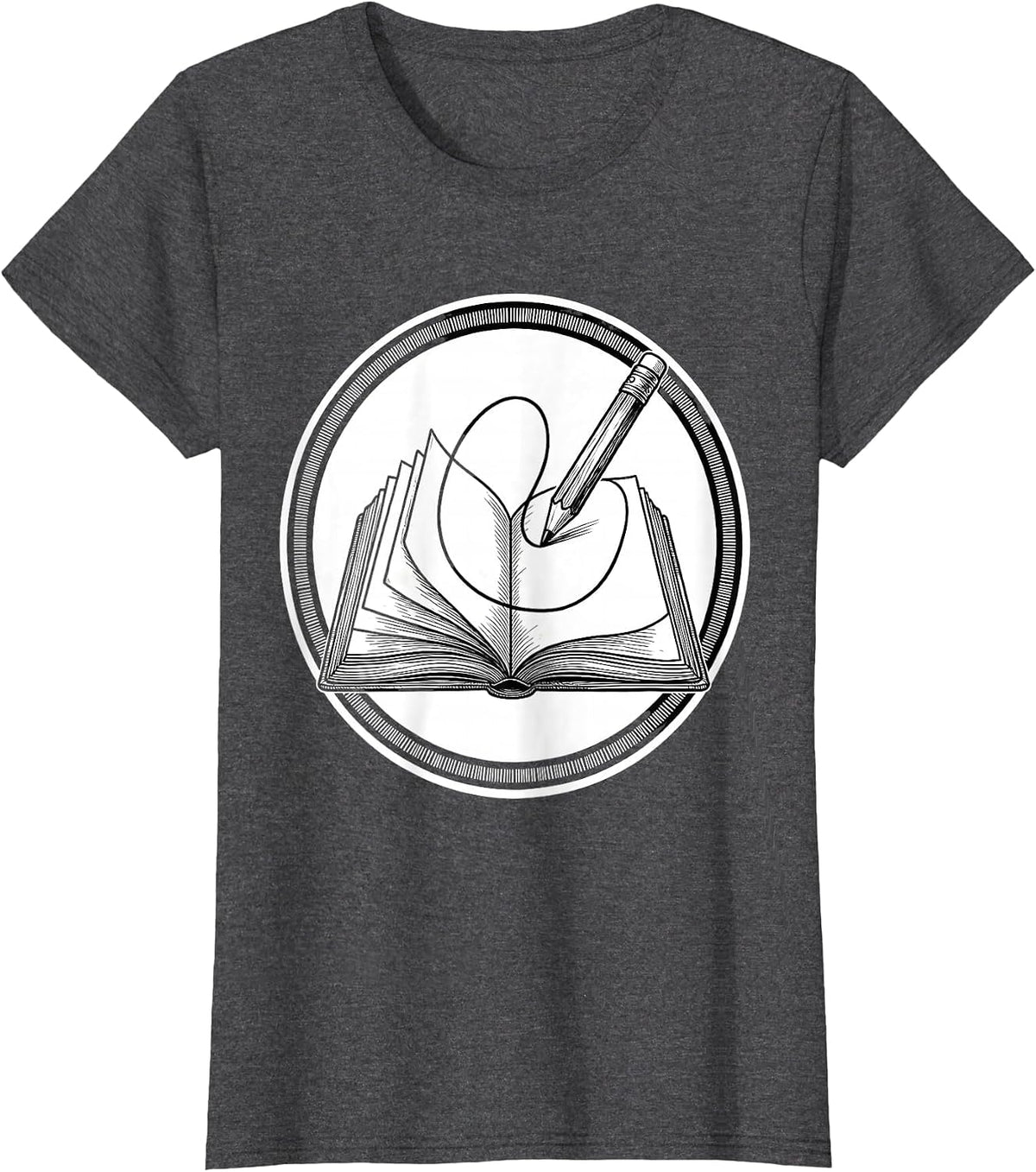 Women's Art Teacher Sketchbook Self-Drawing Pencil Design T-Shirt - Dark Heather Grey