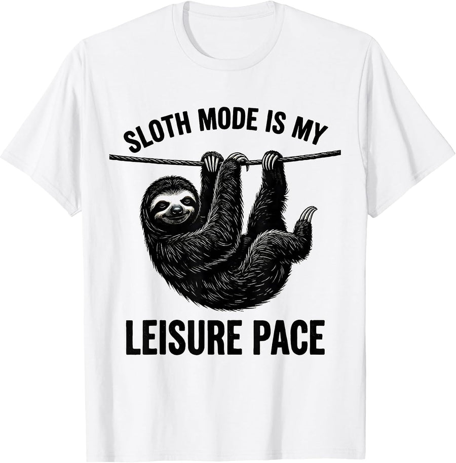 Men's Sloth Mode Is My Leisure Pace Funny Sloth Lover Animal Humor T-Shirt - White