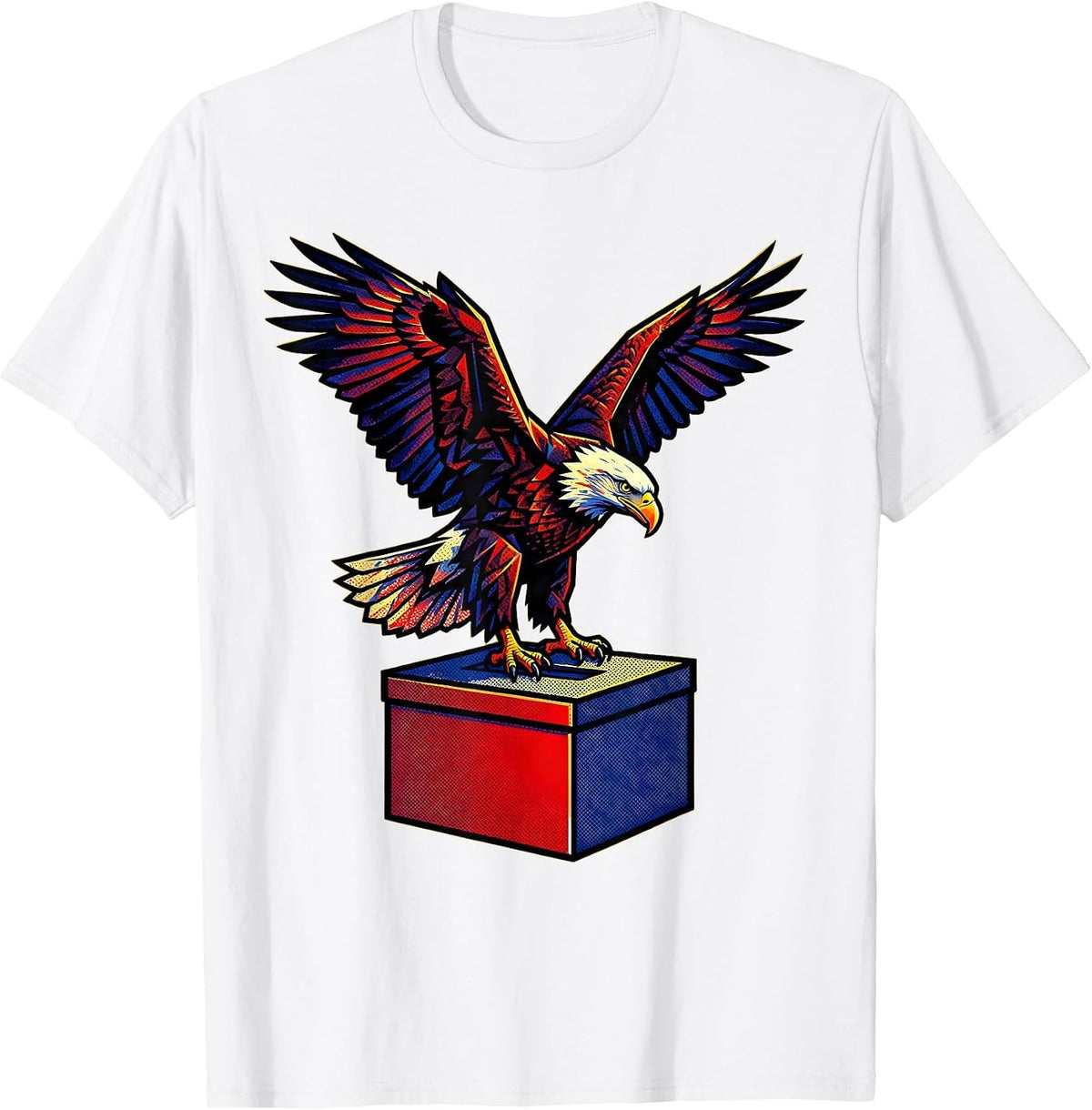 Men's Eagle on Vintage Ballot Box Civic Pride Design T-Shirt - White