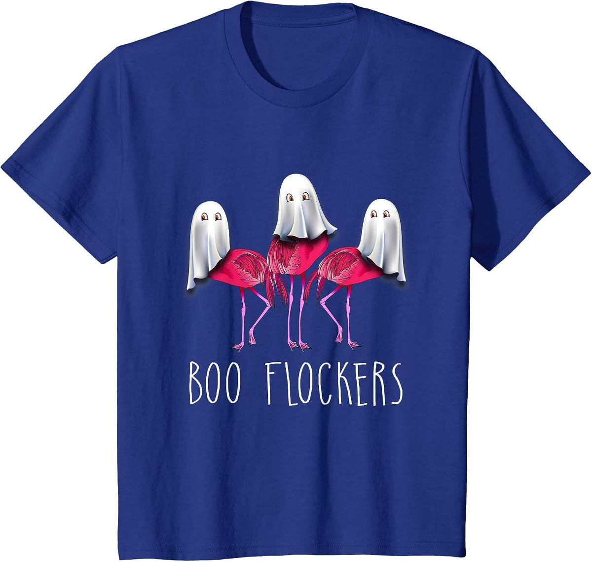 Boo Flockers Funny Flamingo Ghost Halloween Costume T-Shirt - Royal Blue